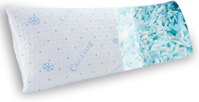 Cooling Body Pillow with Pillowcase, Adjustable Shredded Memory Foam Pregnancy