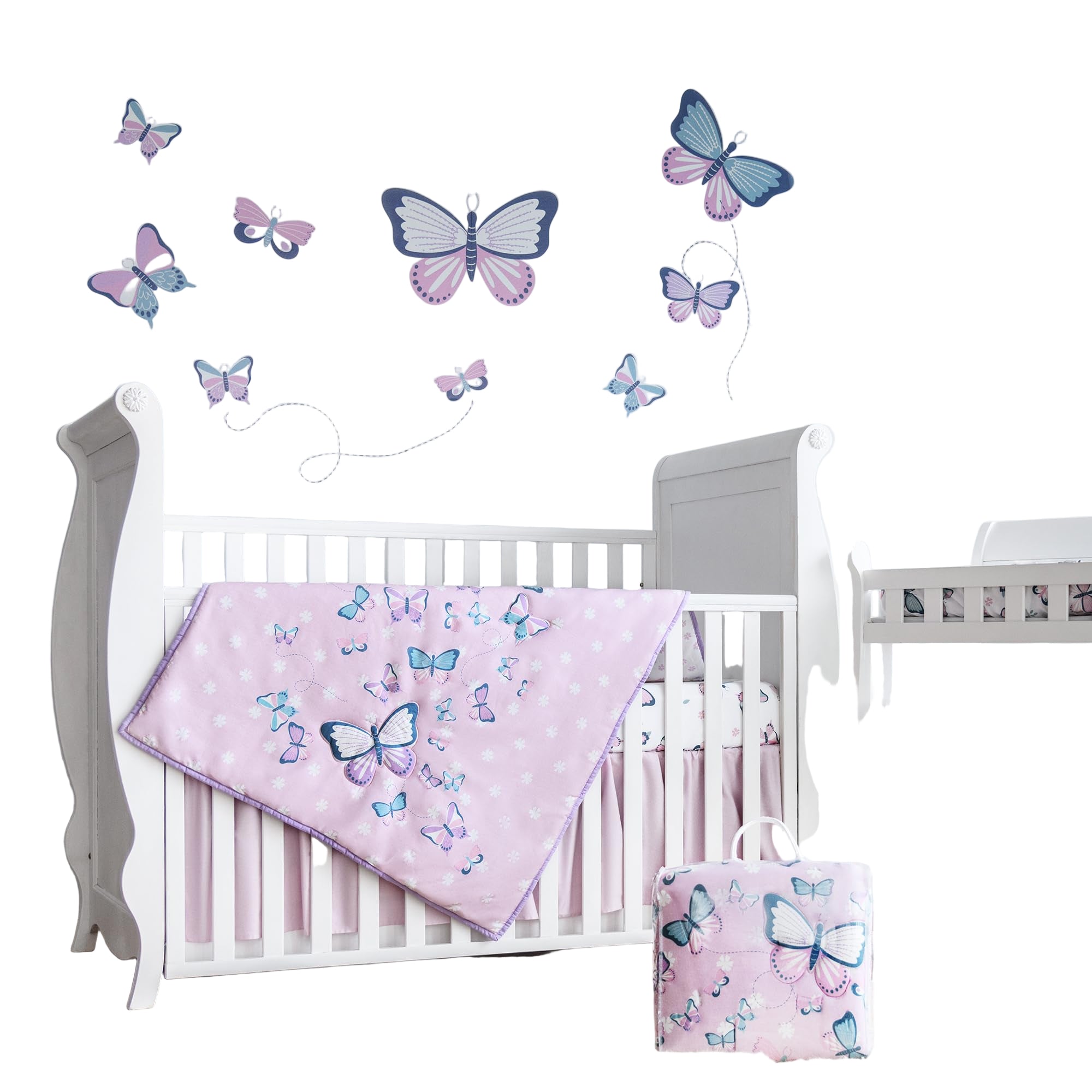 Crib Bedding Set for Girls - 5 Pieces Including Baby Girl Blanket