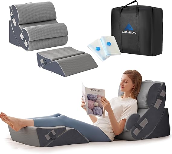 6PCS Wedge Pillow Set for After Surgery, Orthopedic Bed Wedge Pillow for Headboard