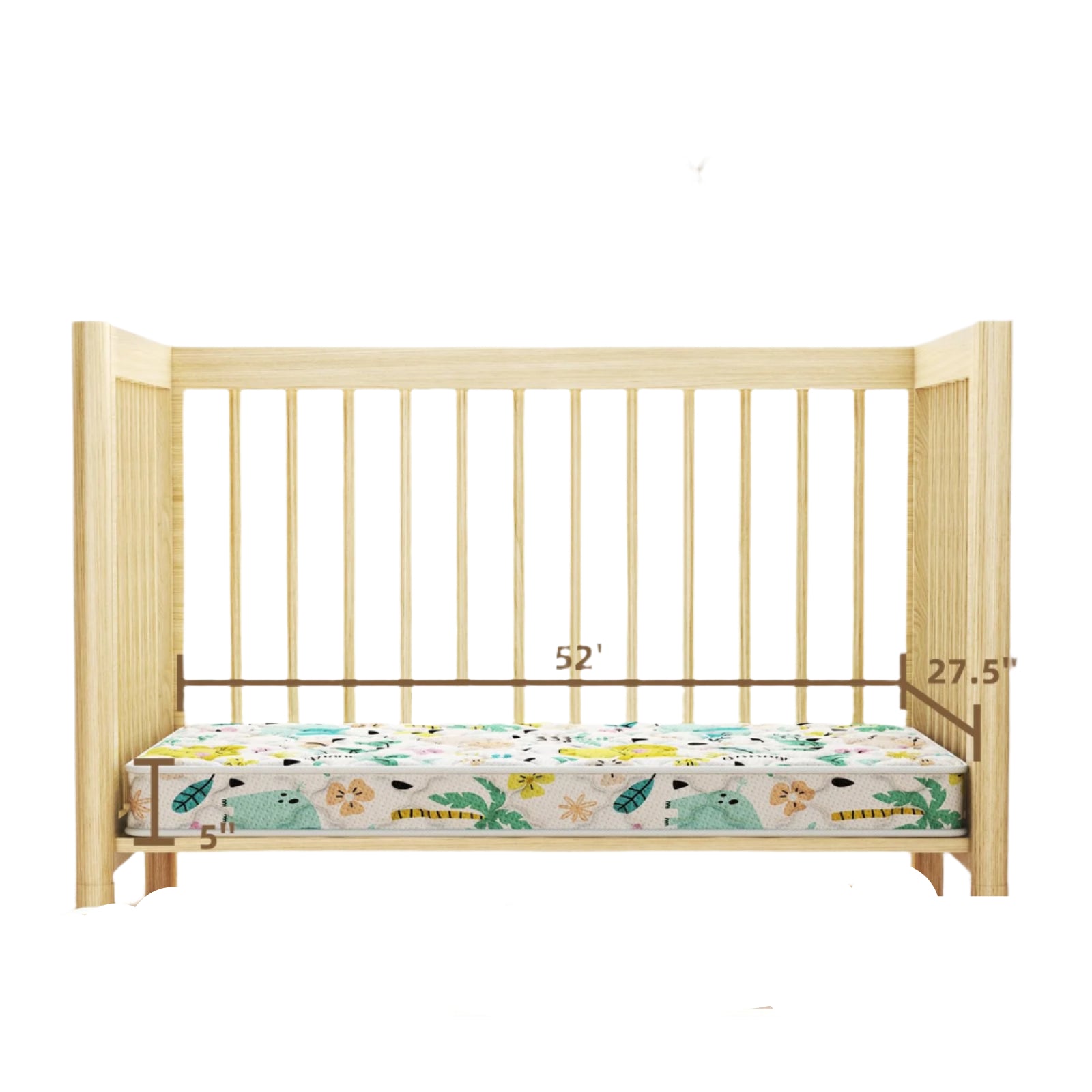 5" Crib & Toddler Mattress, 52x27.5 Breathable Knitted Fabric Cover