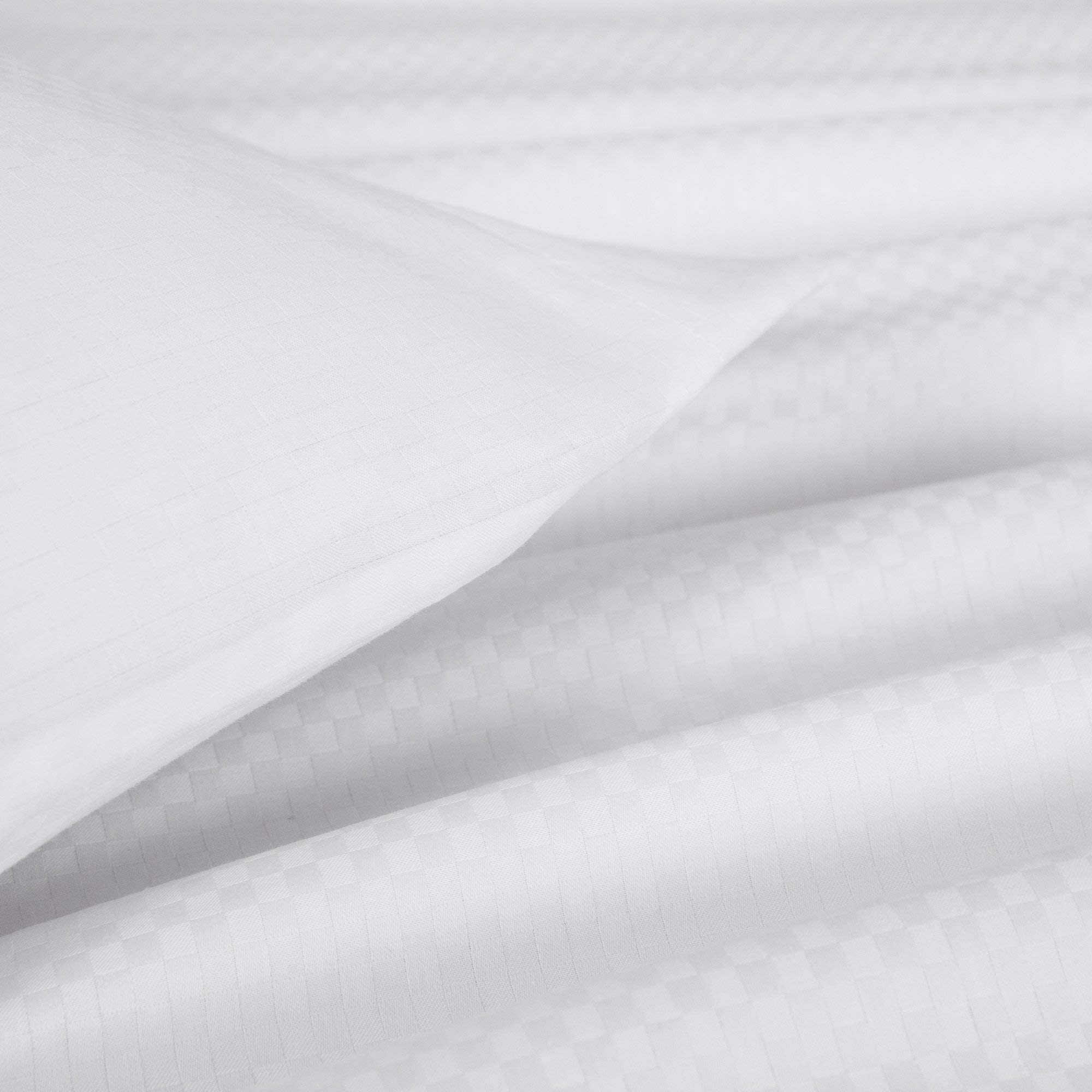 Checkered Sateen H Bed Bundle (King) - Luxury All-White Bedding