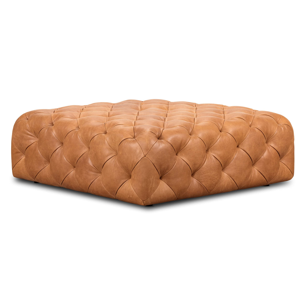 Turin Leather Ottoman – Cognac Tan
