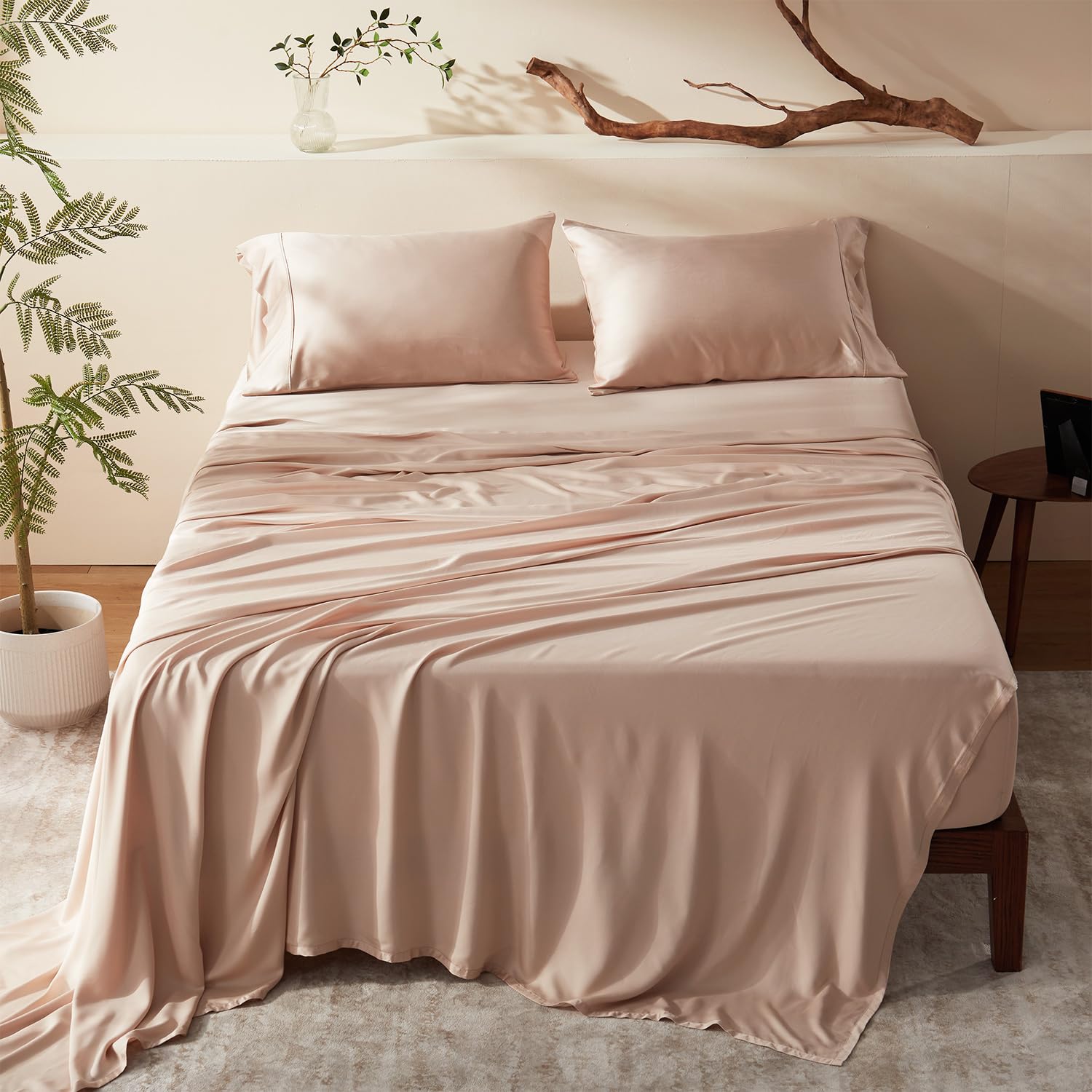100% Viscose Derived from Bamboo 4-Piece Bed Sheet Set