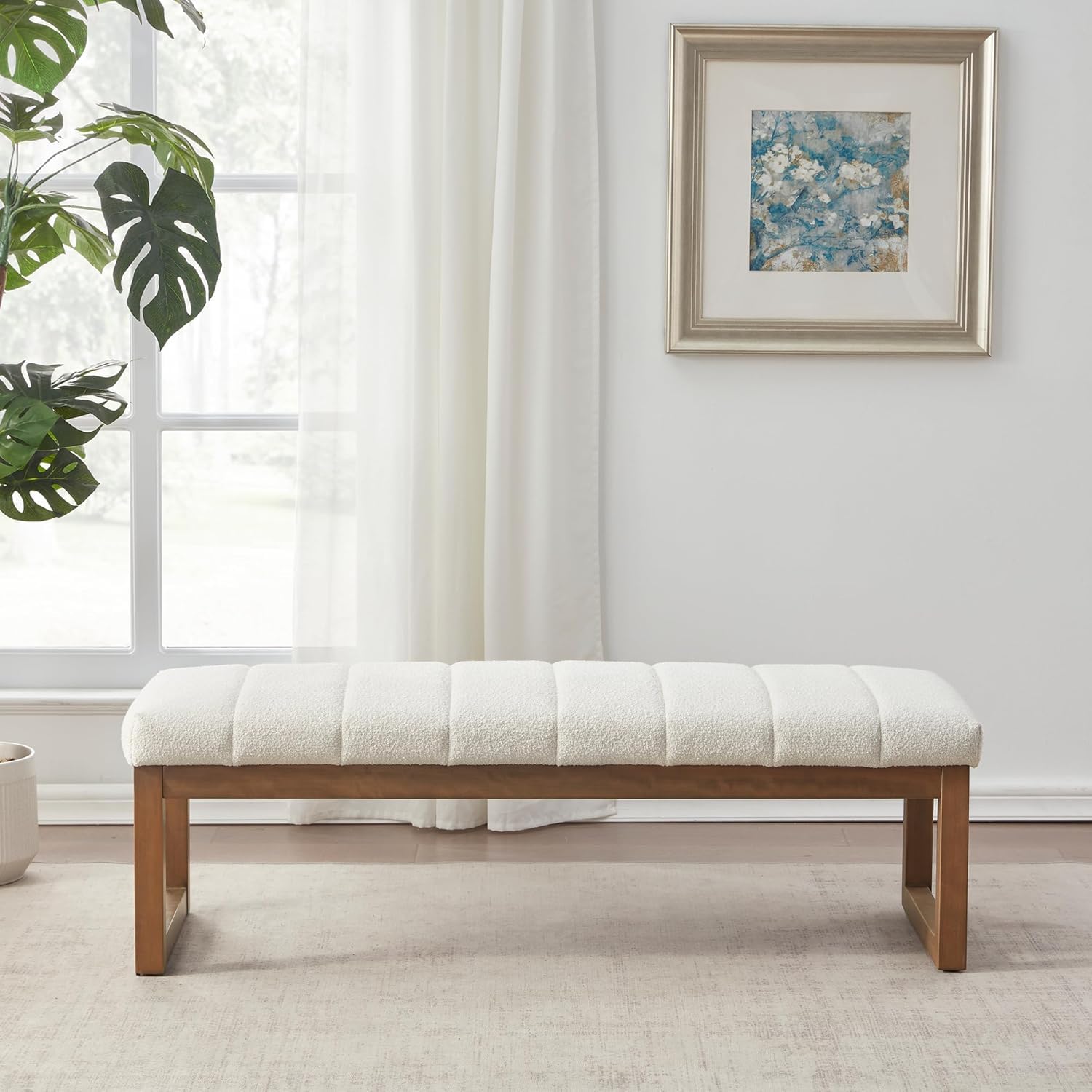 52.7" Bedroom Bench for End of Bed, Modern Upholstered