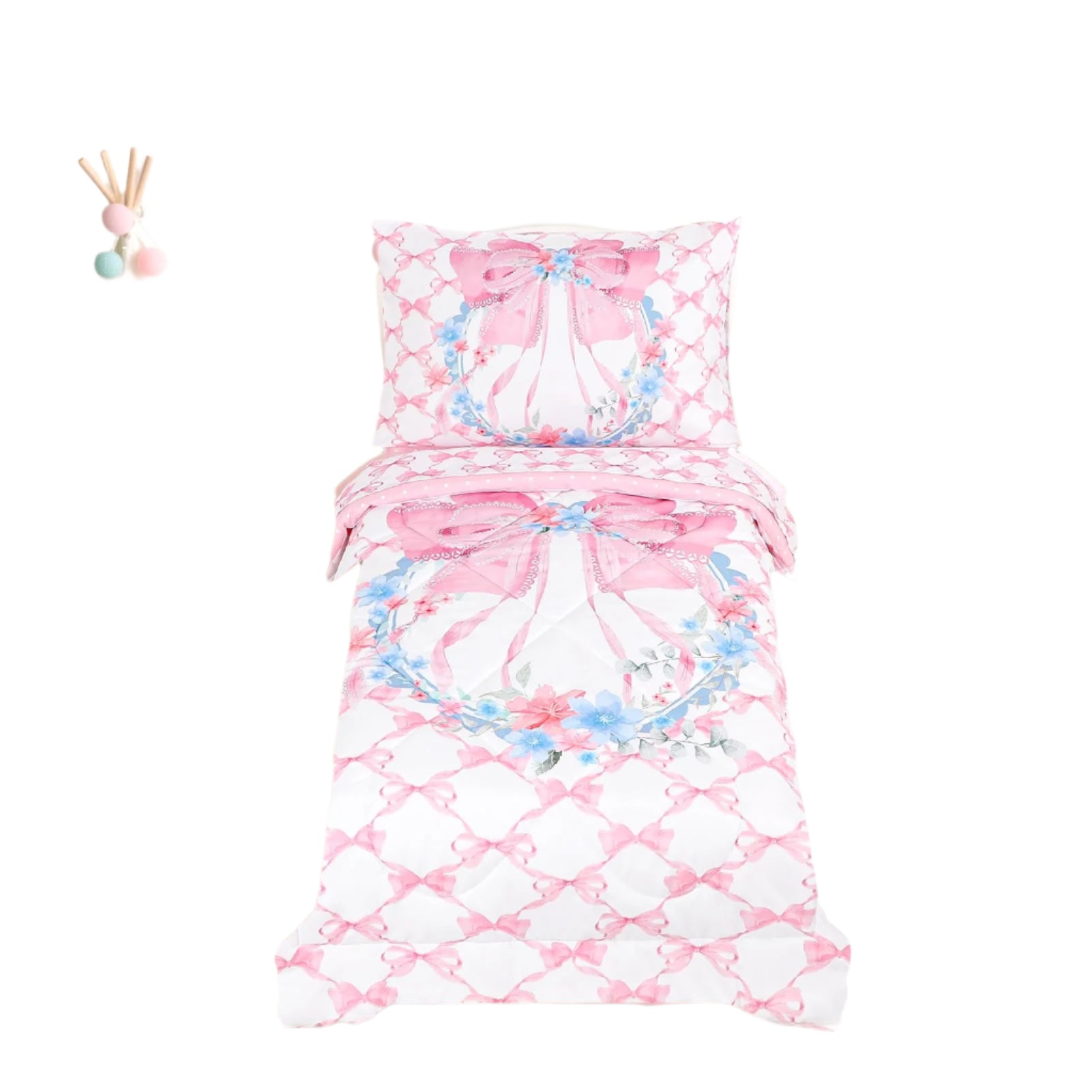 Toddler Bedding Set for Girls, 4 Piece Toddler Bedding Sets Pink Toddler