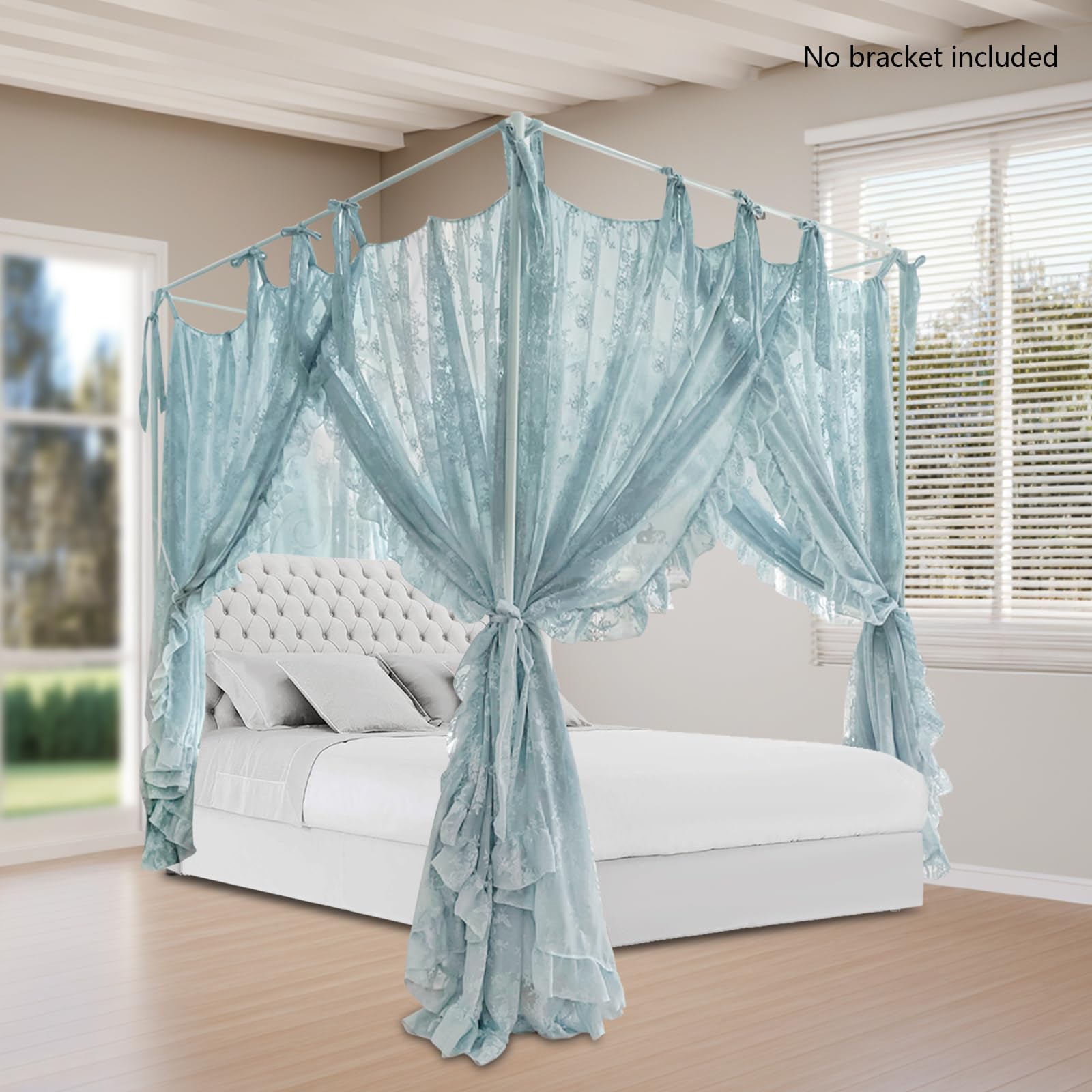 Elegant Lace Canopy Bed Curtain 4 Corners Princess Soft Bed Canopy Scarf