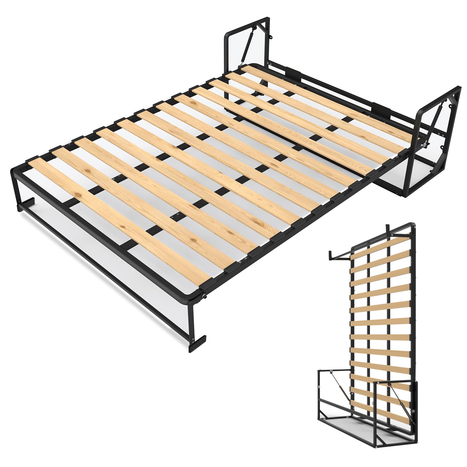 Vertical Murphy Wall Bed Frame Queen Size With Two-Stage Deluxe Gas