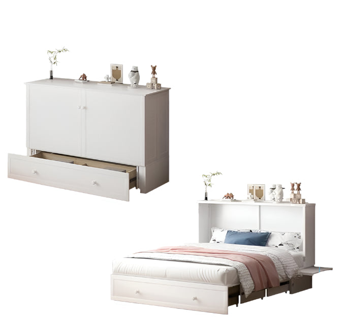 Murphy Bed Cabinet with Foldable Mattress, Queen Size Murphy