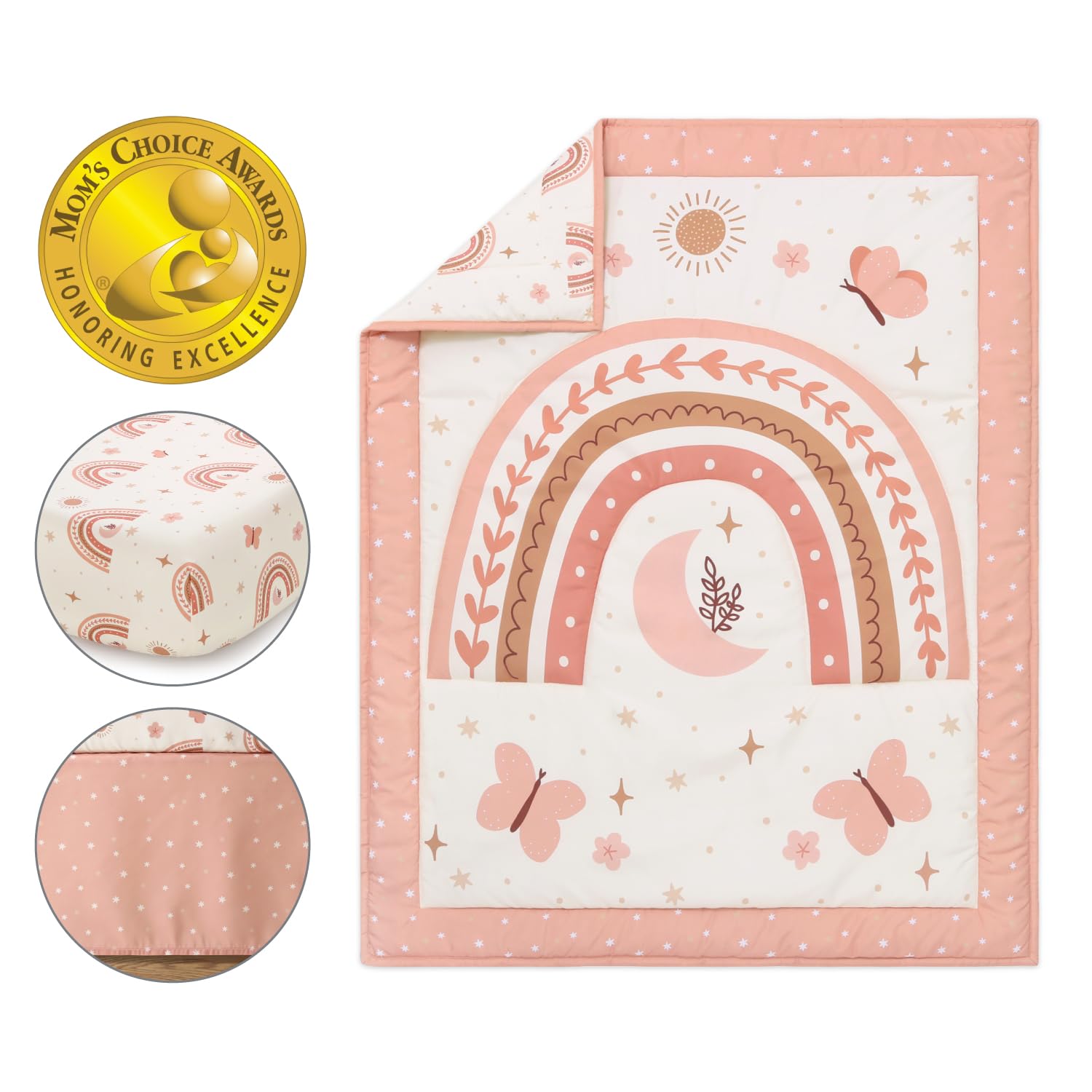 3 Piece Baby Crib Bedding Set for Girls - Newborn