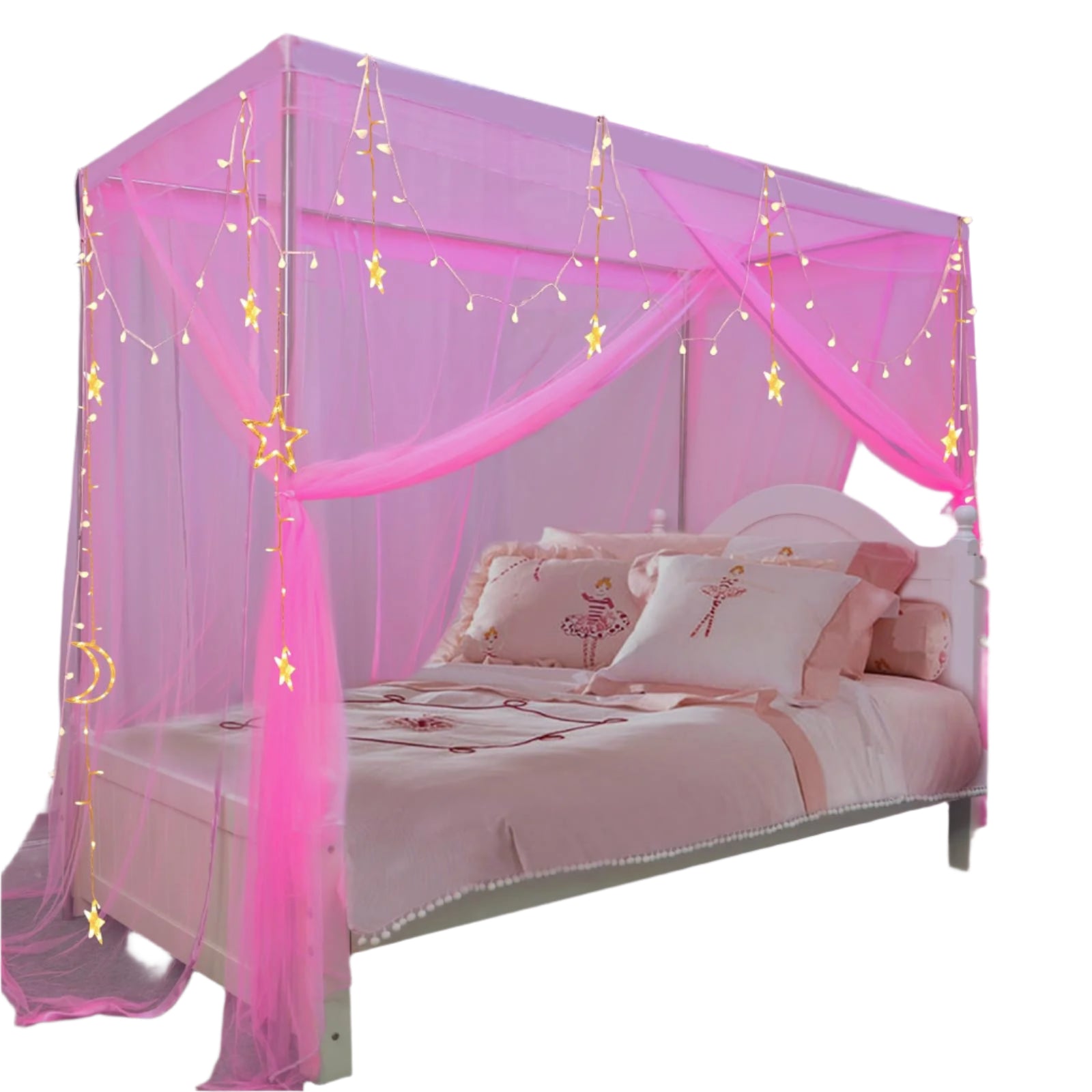 Princess Canopy Bed Curtains for Girls Kids Bed Canopy for Girls 4 Post Bed Curtains