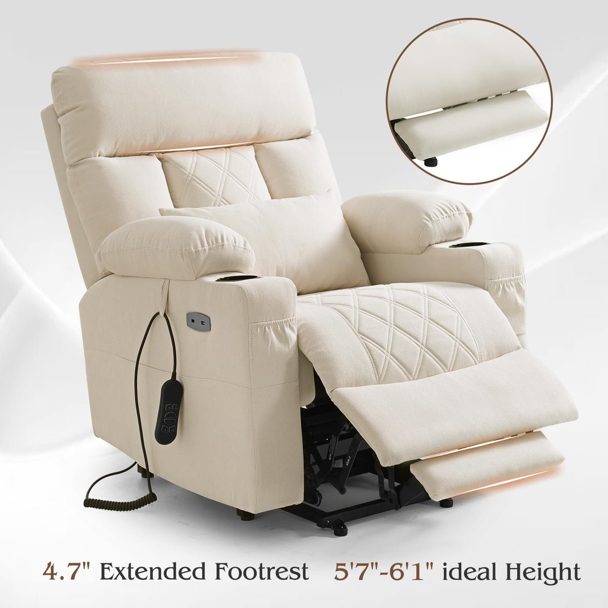 Triple Motor Power Lift Recliner Chair with Adjustable Headrest
