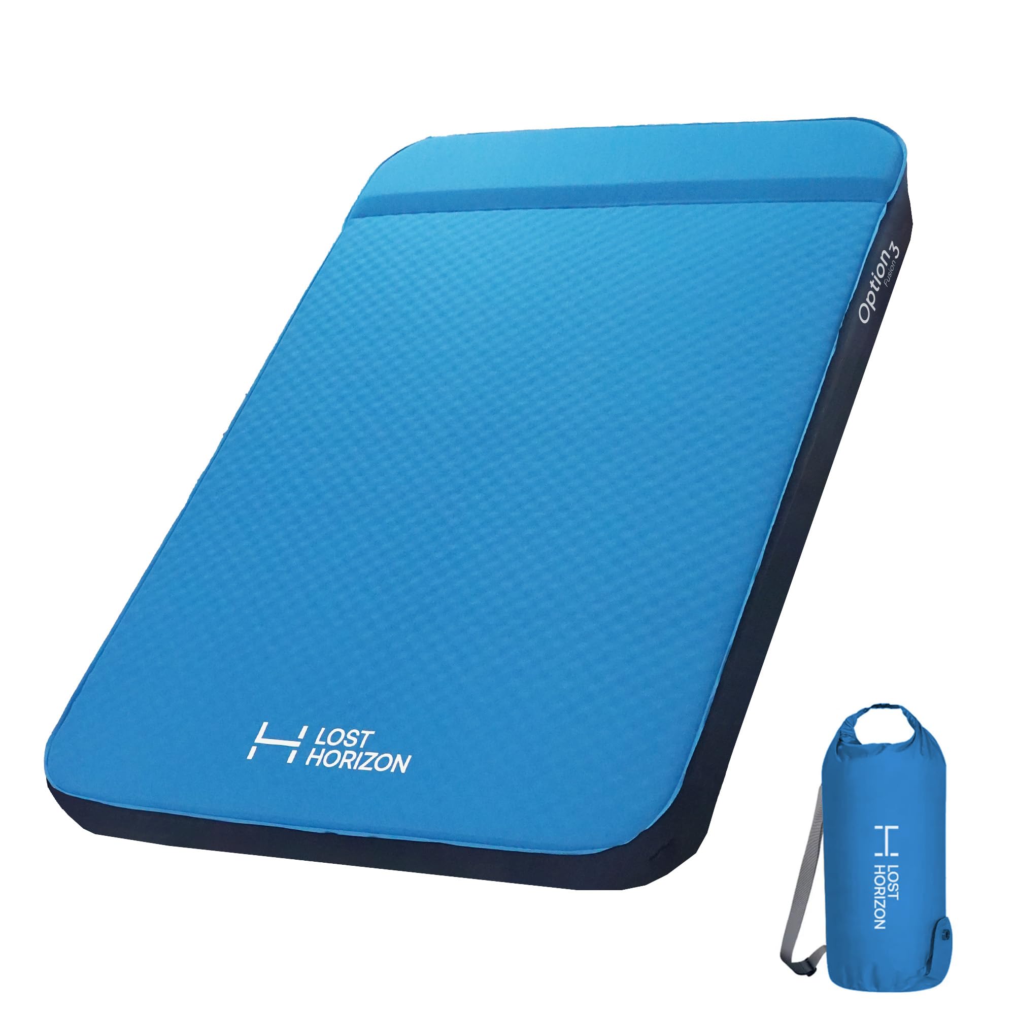 Air & Foam Camping Mattress, Self-Inflating Sleeping Pad, 3" Thick, with Pump Sack, Full