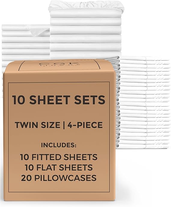 Bulk Case Pack of 8 Sheet Sets - Complete 6 Piece Sheet Sets - Bulk King Bedding