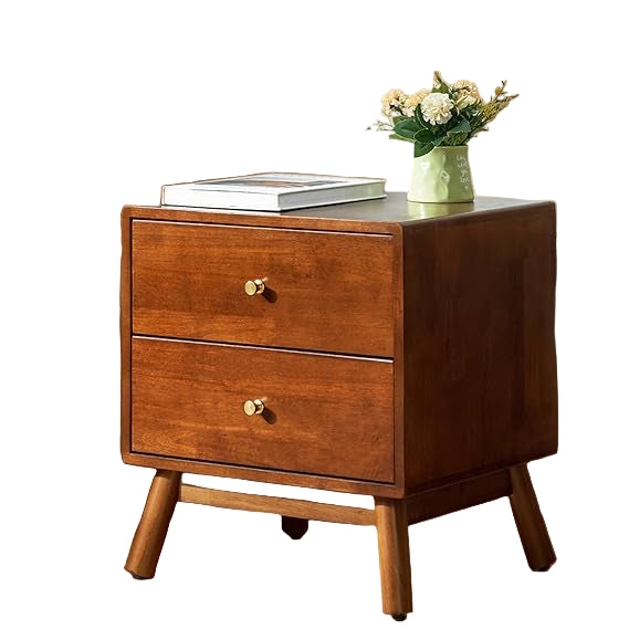 Solid Wood Nightstand with Charging Station and Drawer