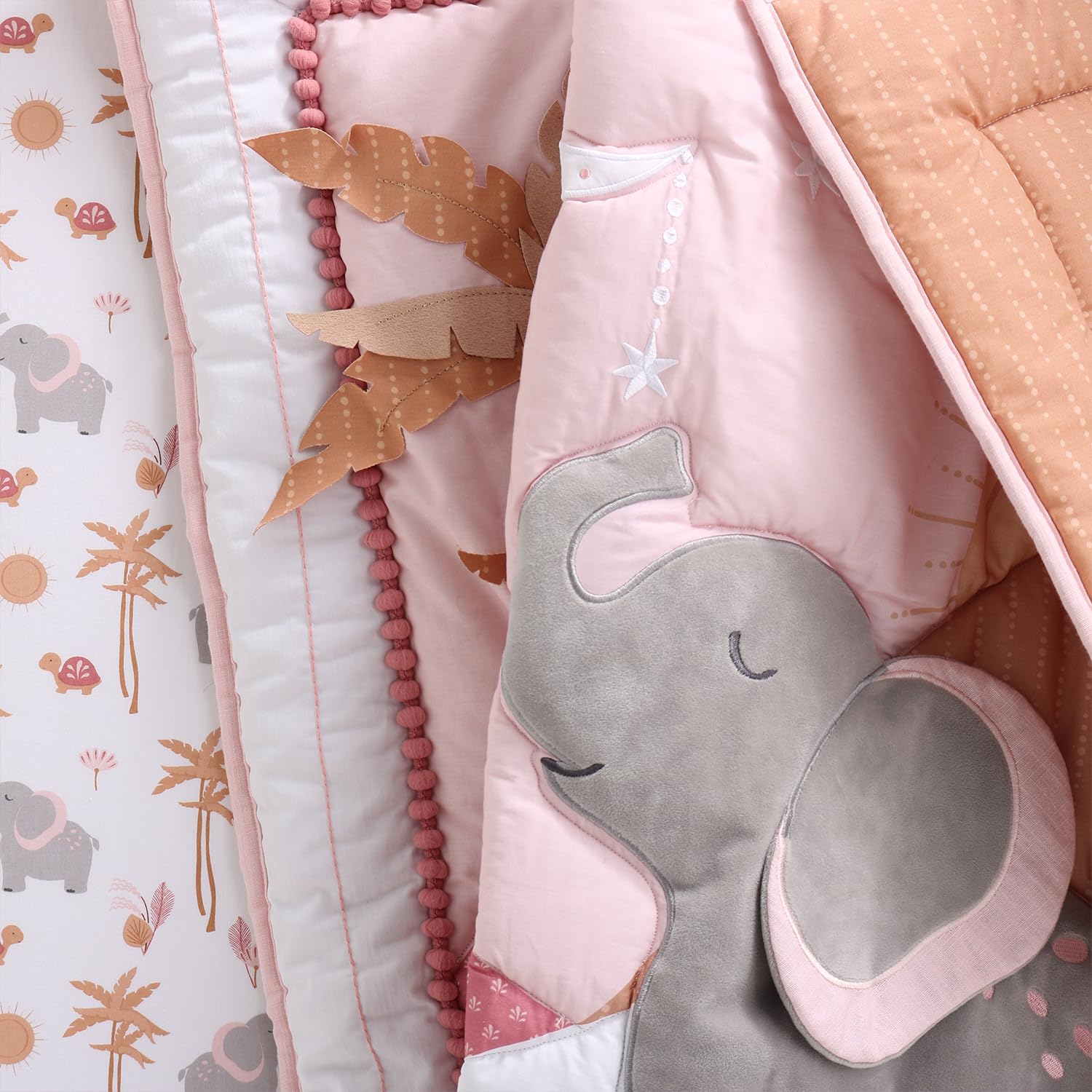 4 Piece Organic Cotton Baby Crib Bedding Set for Girls - Newborn