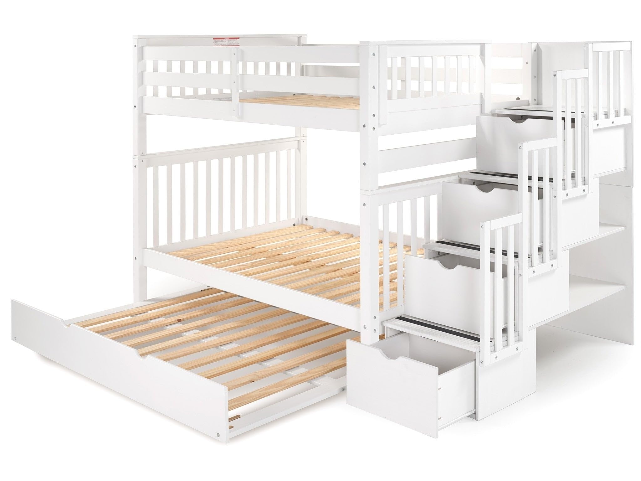 Stairway Bunk Beds Full over Full with 4 Drawers in the Steps
