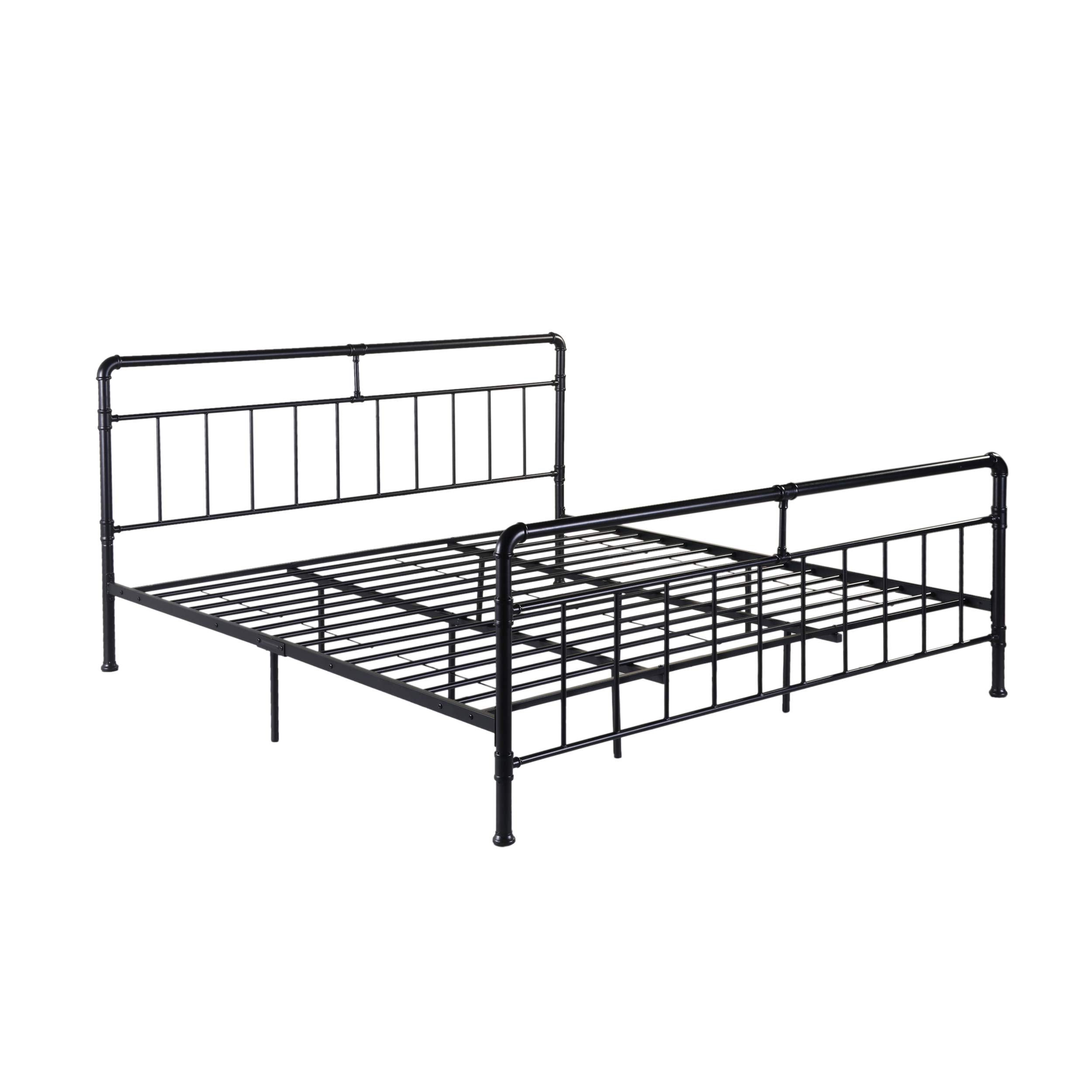 Sally King-Size Iron Bed Frame, Minimal, Industrial, Flat Black