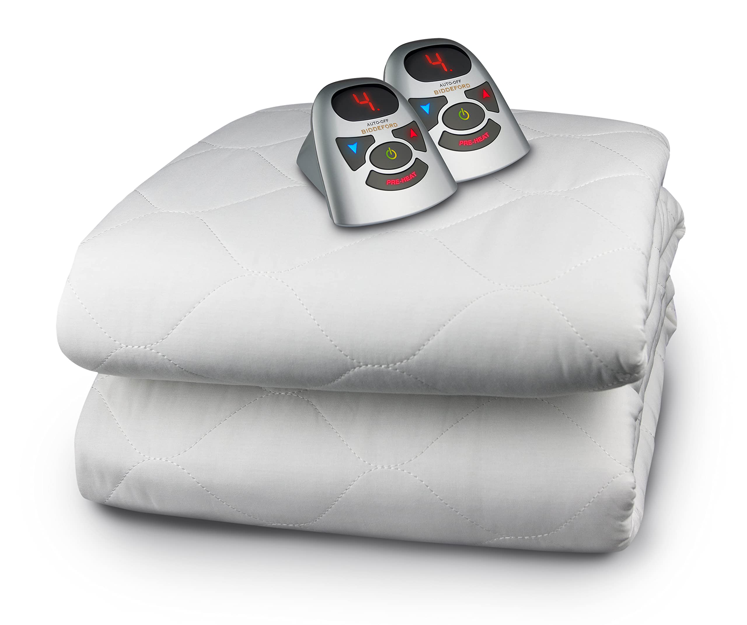 6 Ounce Quilted Electric Heated Mattress Pad with Digital Controller, Queen, White