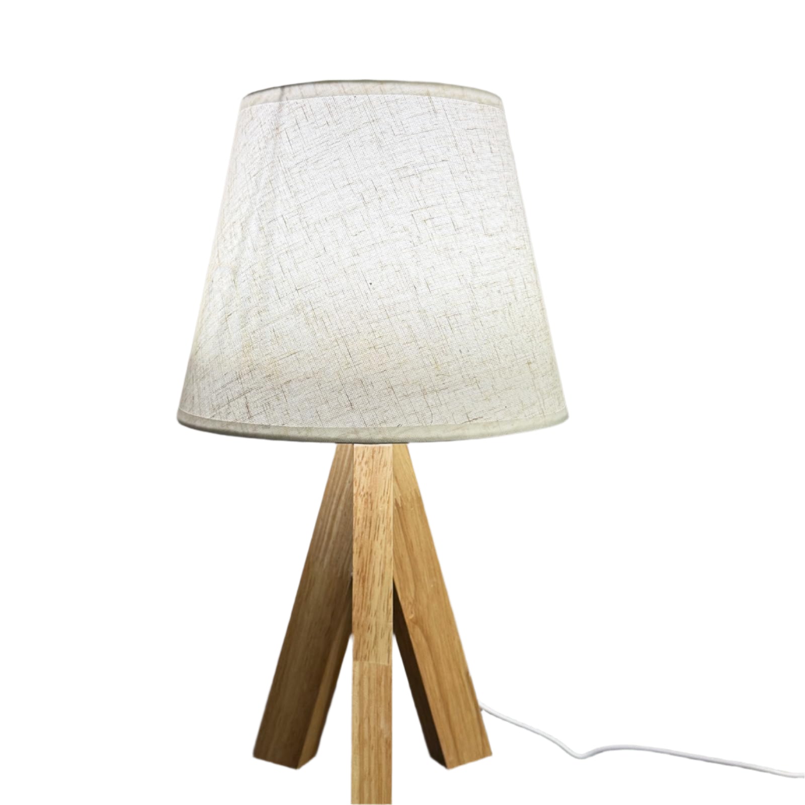 Table Lamp, Small Cute Bedside Lamp with Linen Beige Lampshade, Nightstand Lamp