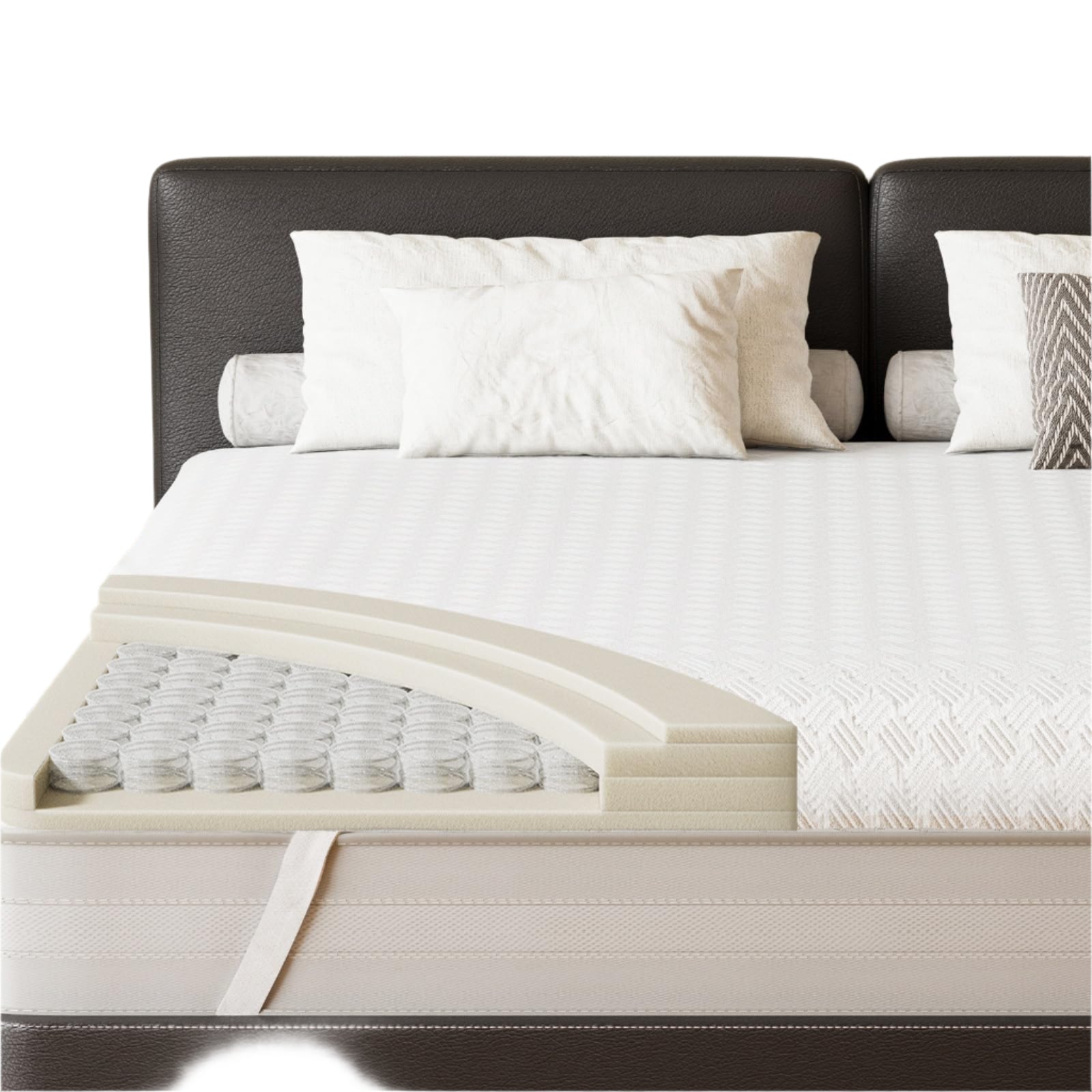 4 Inch Innerspring Mattress Topper Queen Size Spring Core Memory Foam Medium Firm