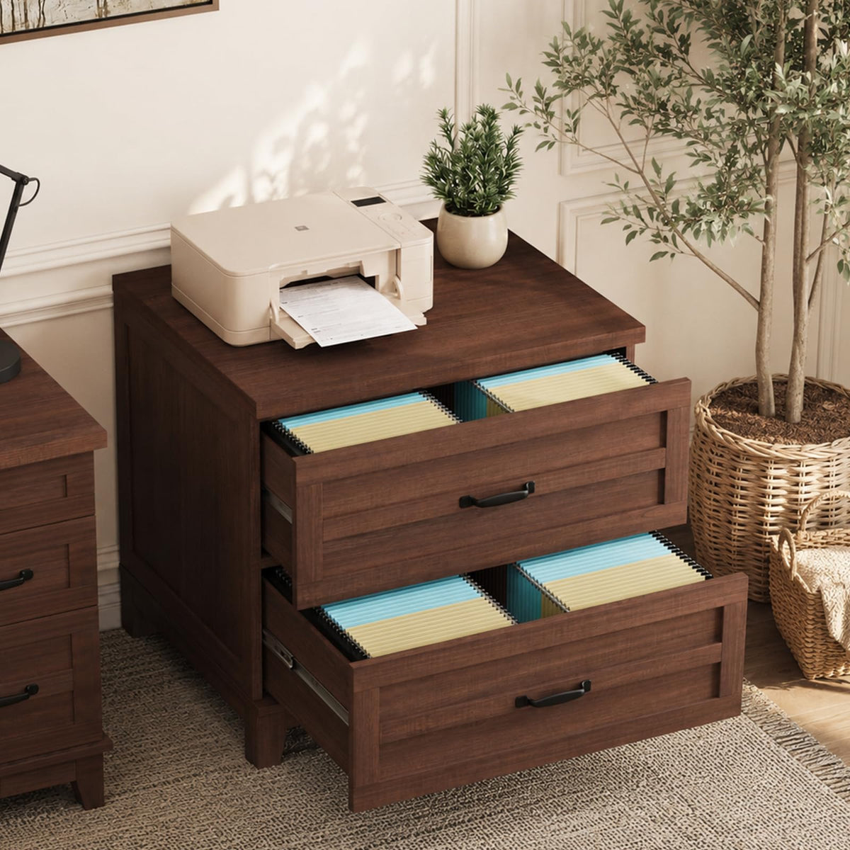 2-Drawer Farmhouse Lateral Filing Cabinet with Spacious Top