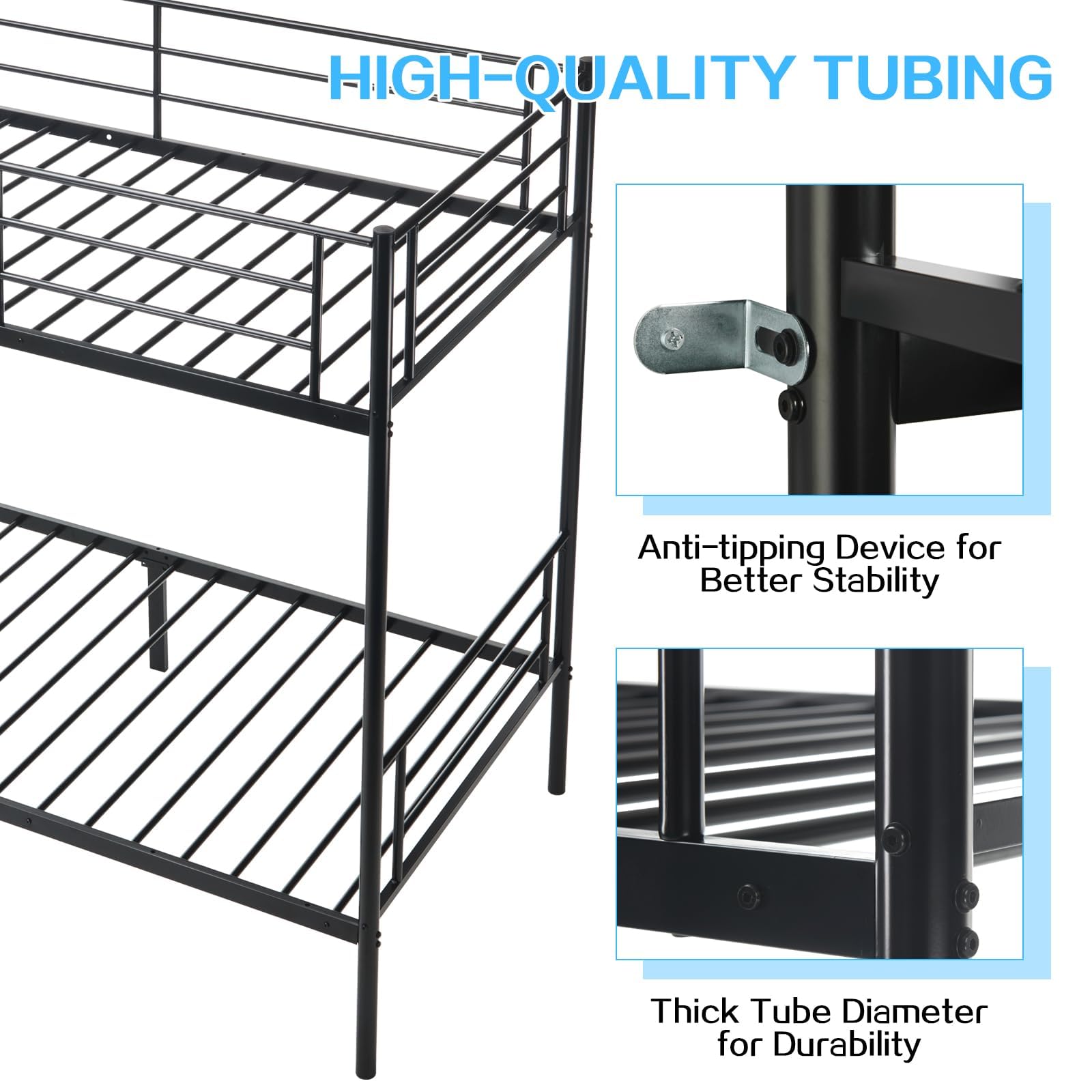 Bunk Bed Twin Over Twin,Bunk Bed for Kids Teens Adults,Metal Bed