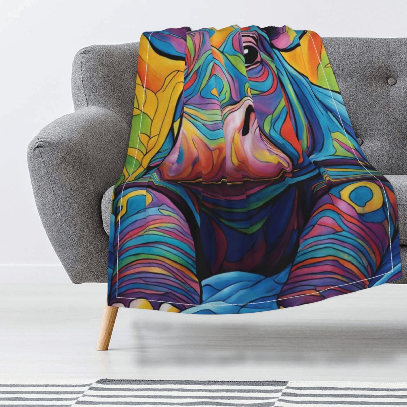 Hippo Cooling Blanket Cute Hippopotamus Gifts Breathable Thin Blankets for Hot Sleepers