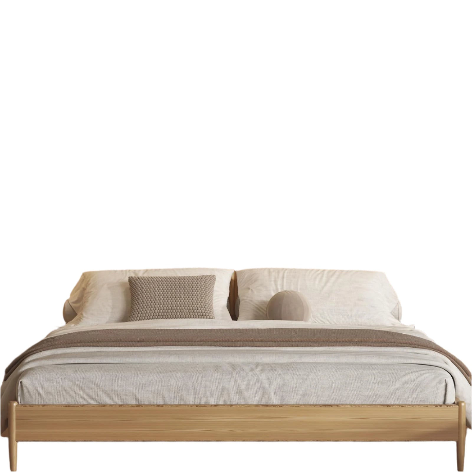 0.3'' Wood Headboard Queen Size with Charging Stations, Boho Bed Frame