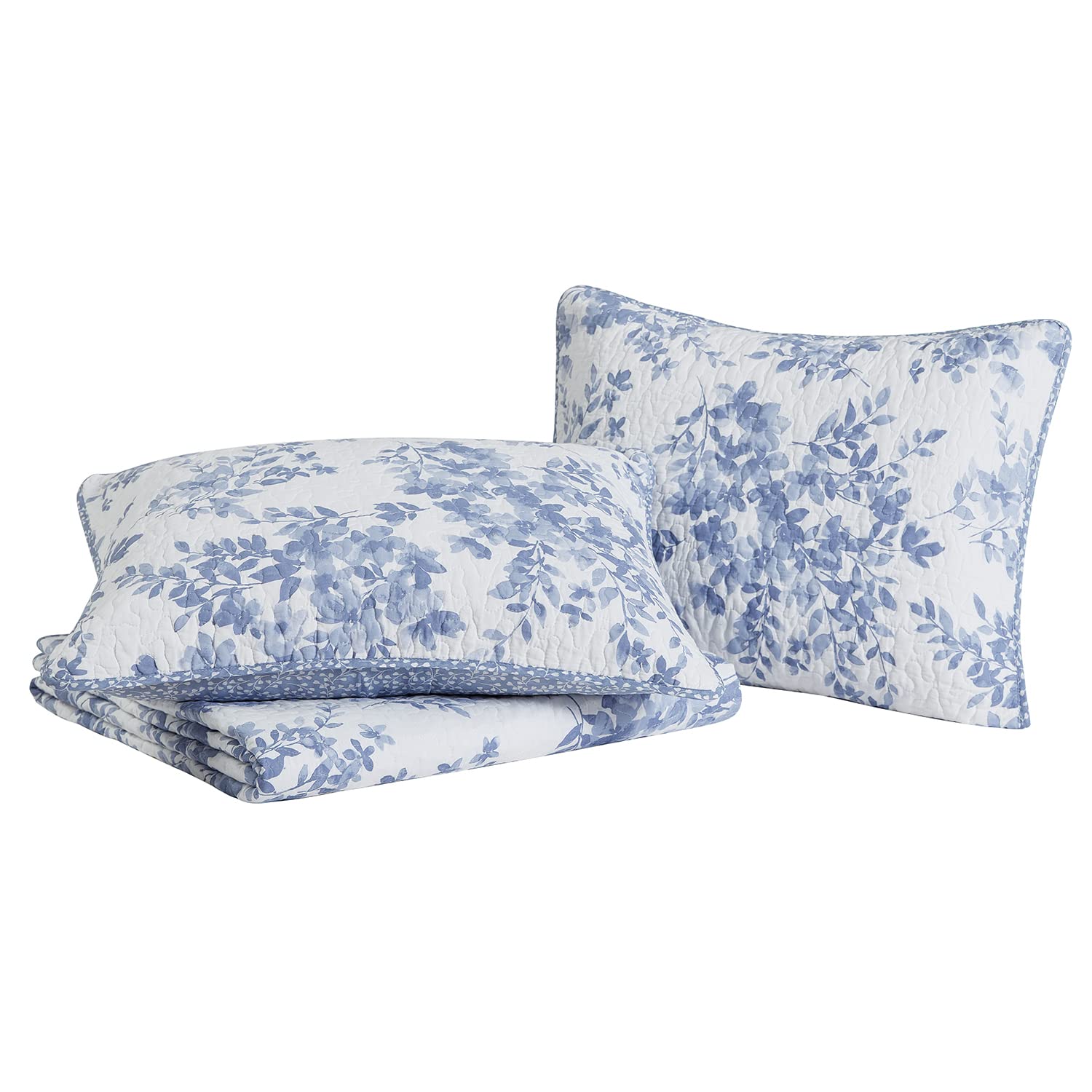 Philomena Blue 3 Piece Cotton Quilt Set - King