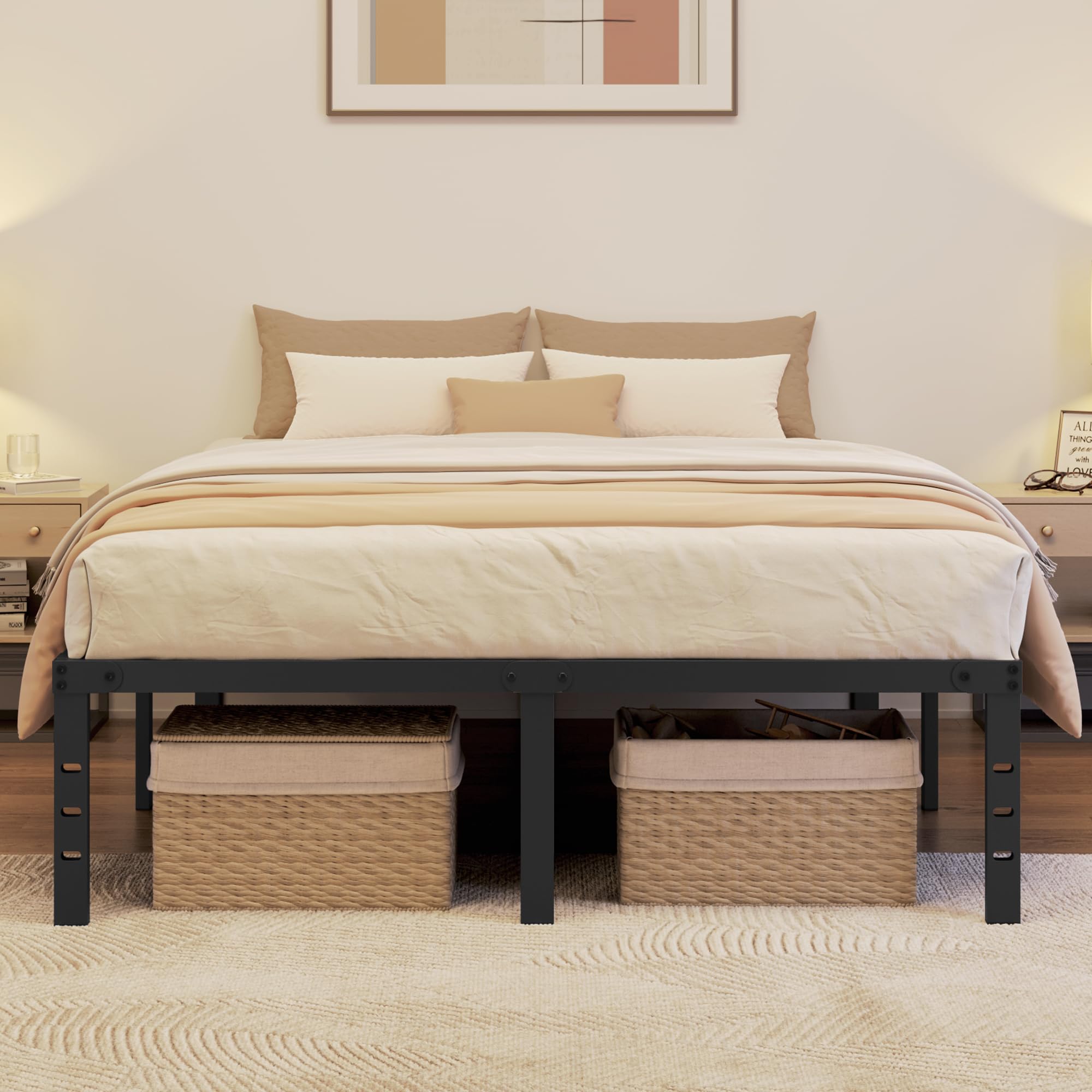 14 Inch Queen Bed Frames Heavy Duty Metal Platform Bed with Under Bed Storage