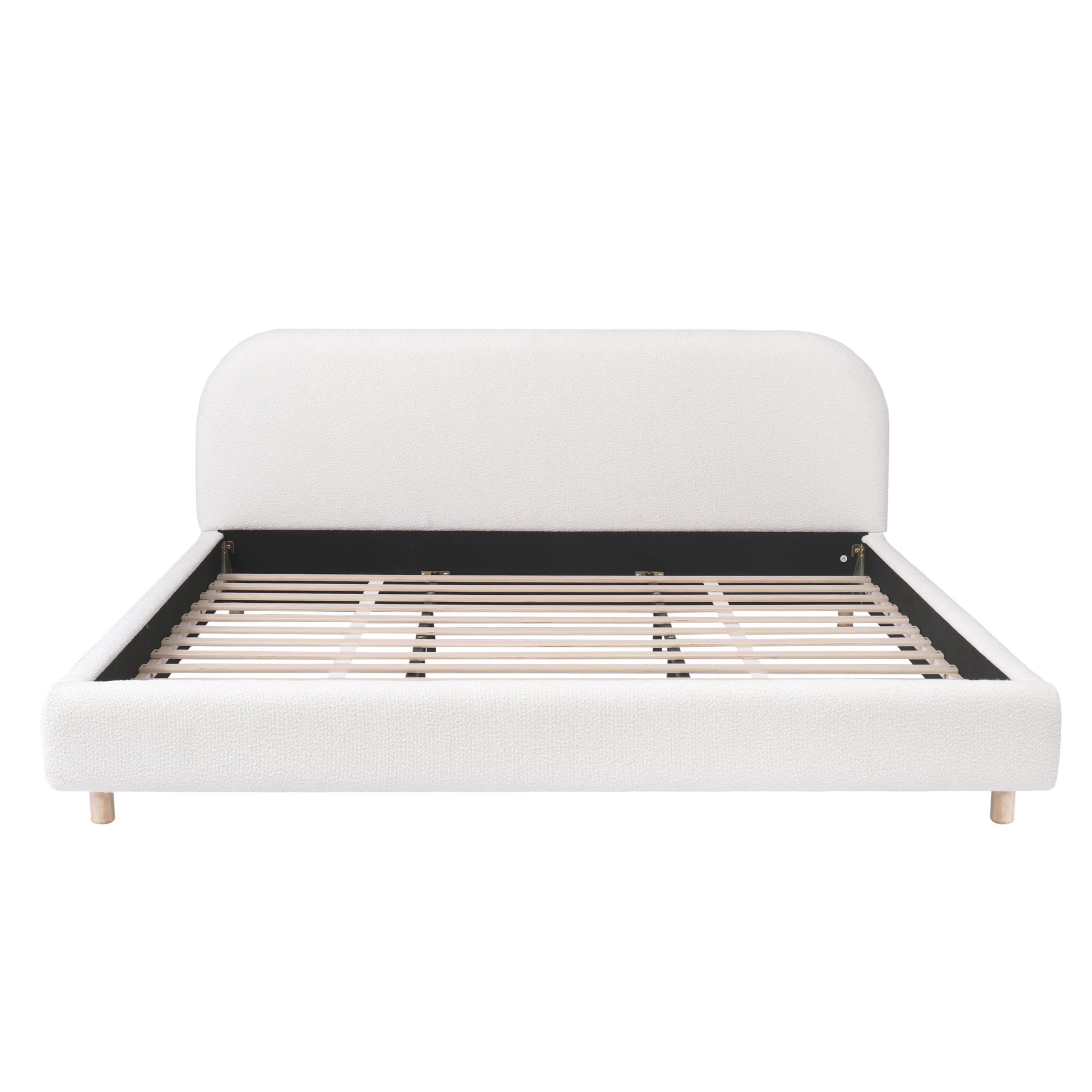 King Size Platform Bed, Boucle Fabric Headborad