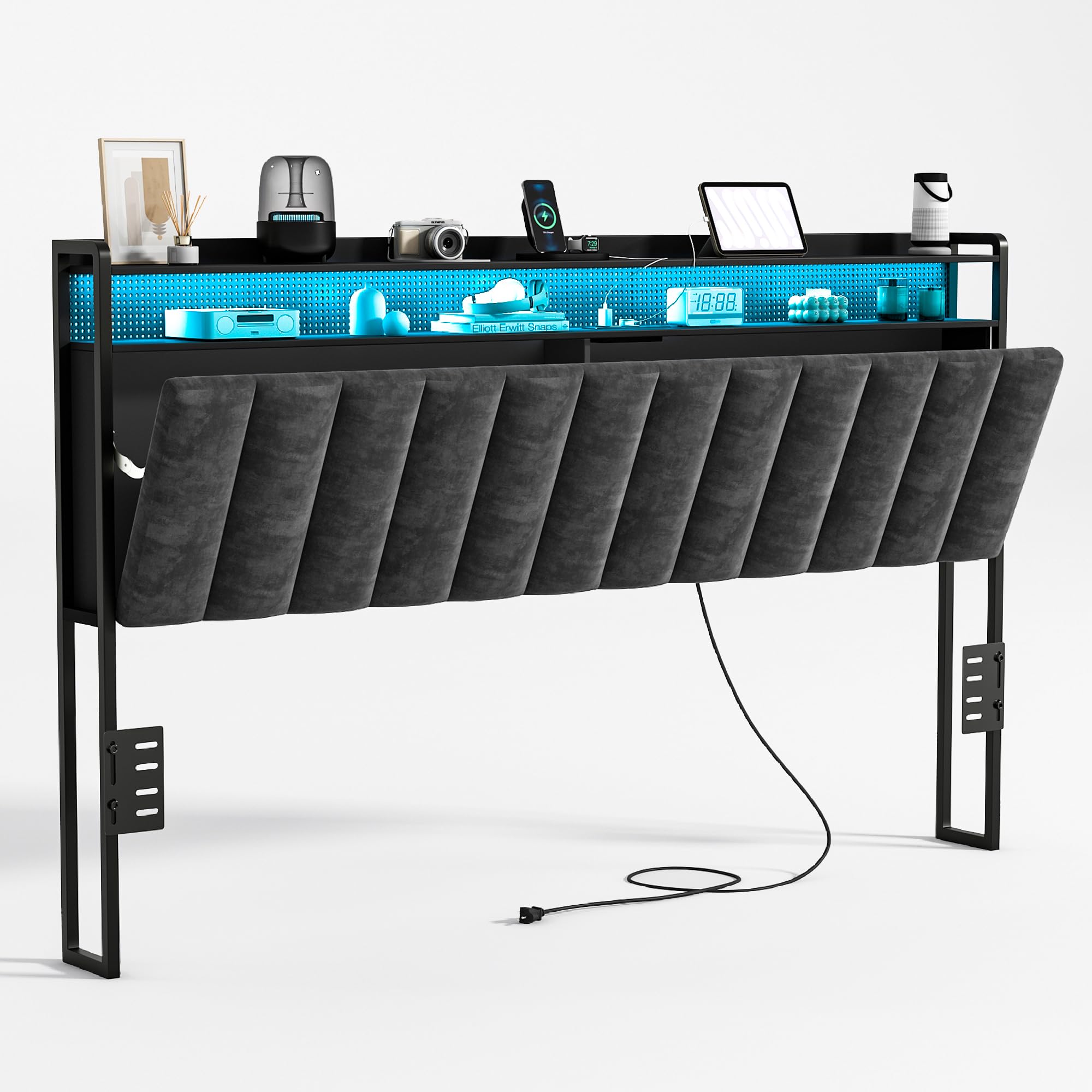 King Size Headboard only, Upholstered Headboard for Bed with Hidden Storage