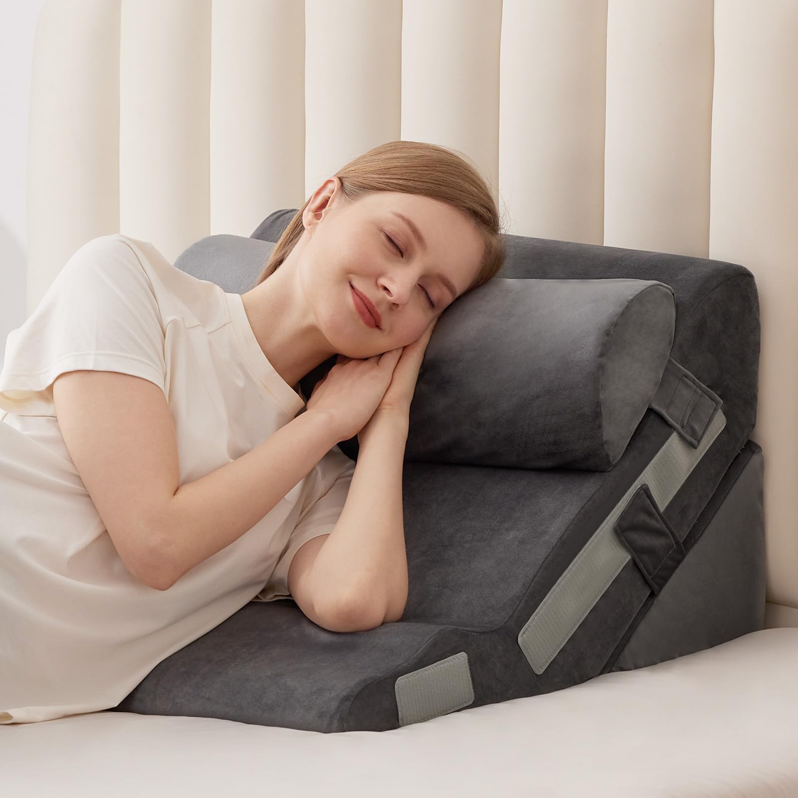 3PCS Bed Wedge Pillow for Headboard, Adjustable Wedge Pillow for Sleep Apnea