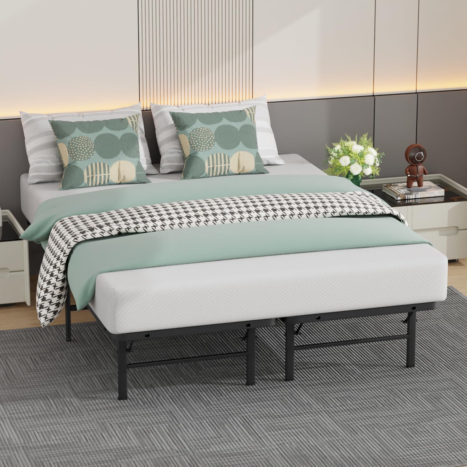 Queen Bed Frame Metal Platform Bed Frame Queen Size 14 Inch Mattress Foundation