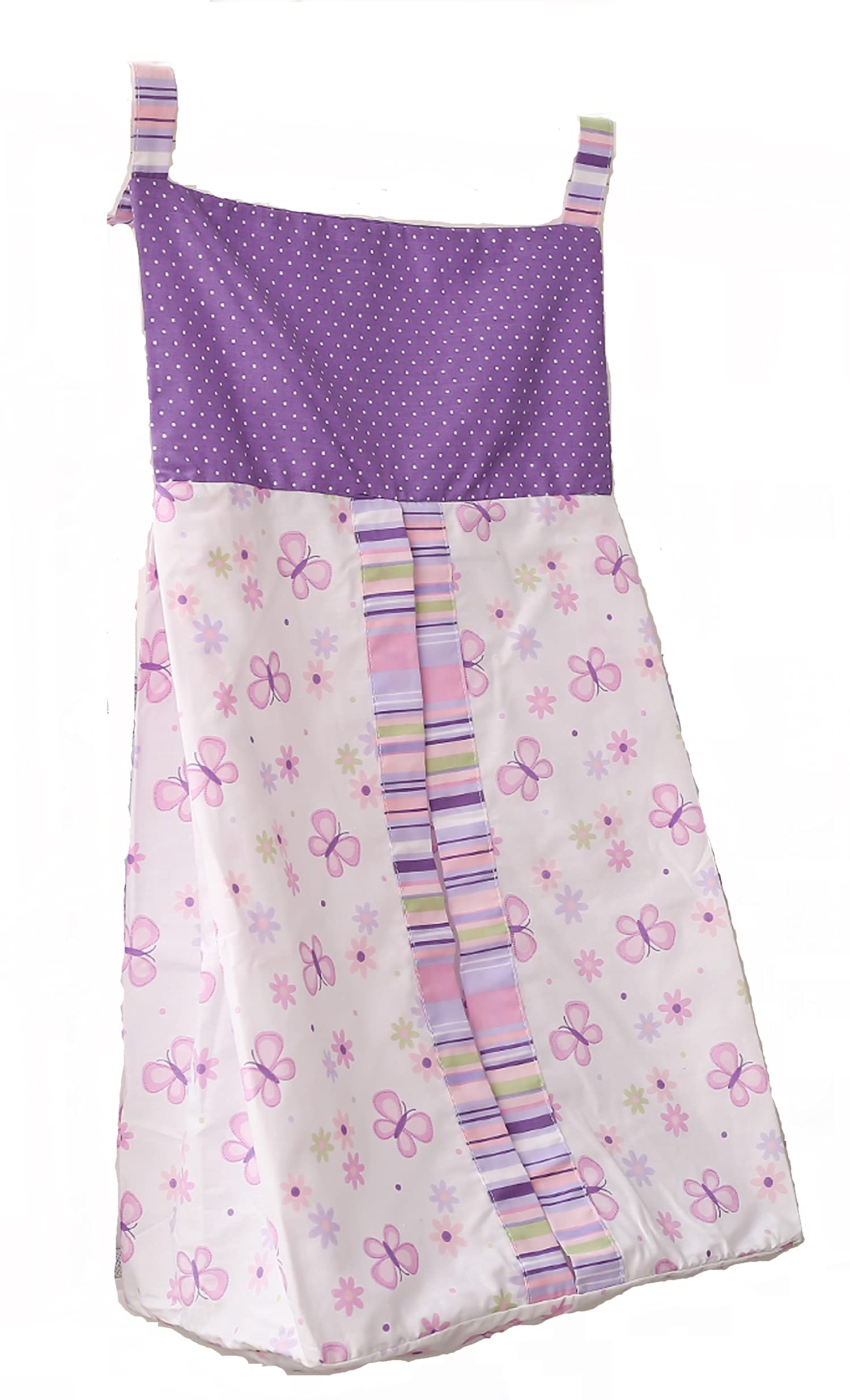 MUTZOBIIBY Butterfly Nursery Crib Beding Set for Girls Pink Purple -6 PCs Embroidery Flower Butterfly Baby Girl Bedding Set - Quilt/Fitted Sheet x 2/ Skirt/Diaper Stacker/Blanket 28'' x 52 ''