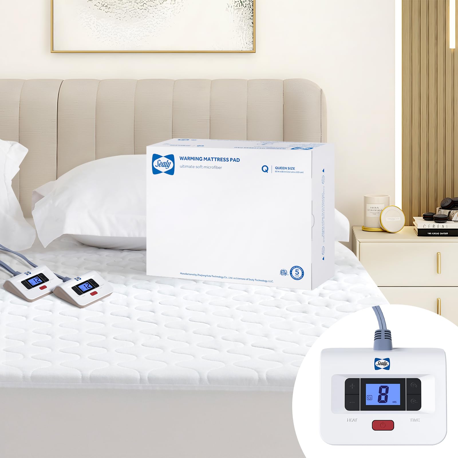 Heated Mattress Pad Queen Size, Luxury Quilted Electric Bed Warmer