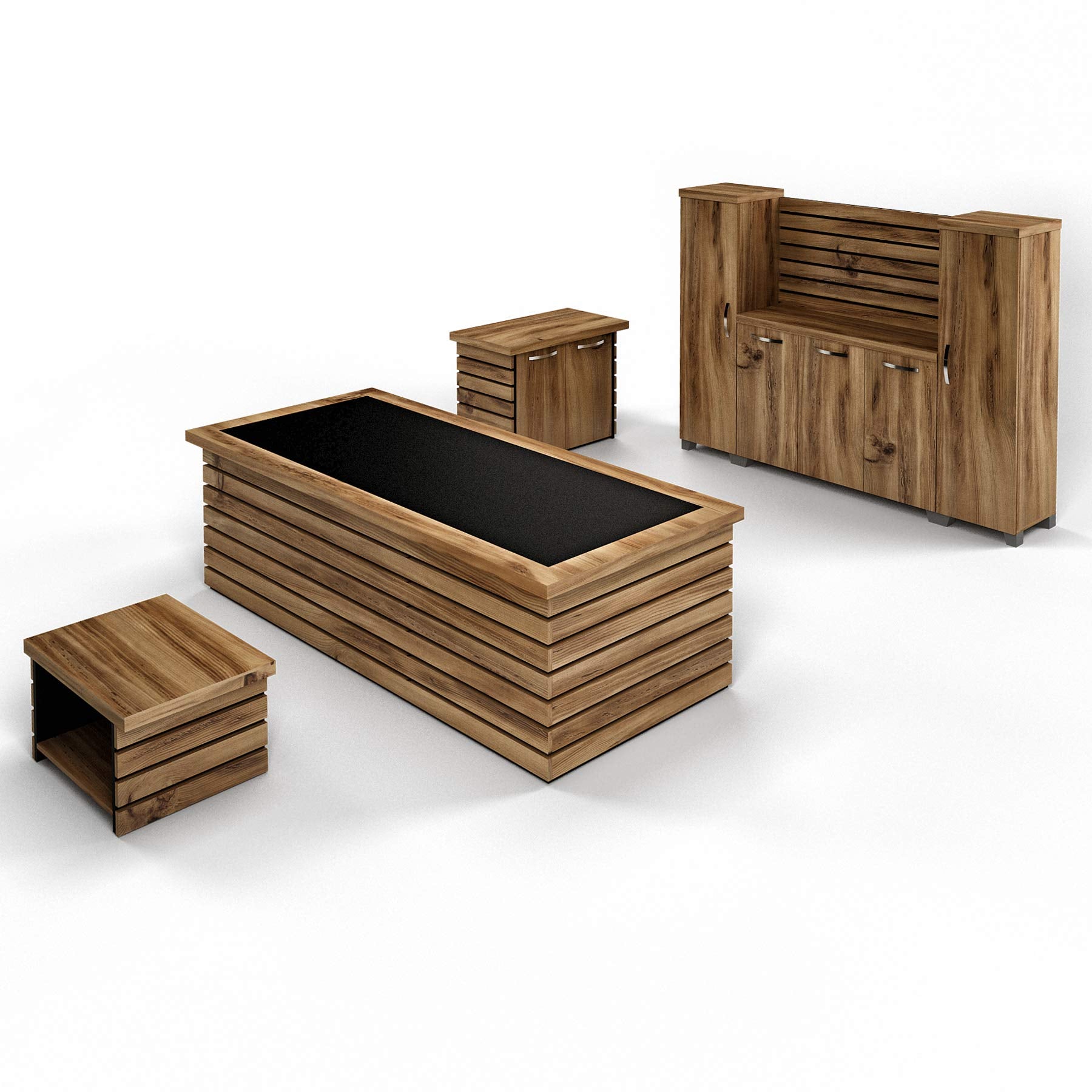 4-Piece Home Office Furniture Set – Executive Desk, Storage Cabinet, File Cabinet & Coffee Table