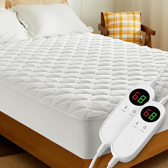 Heated Mattress Pad Queen Electric Mattress Pads Electric Bed Warmer Fit up to 21"