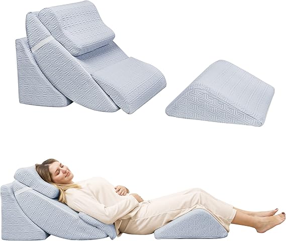 Betterhood 5pcs Orthopedic Bed Wedge Pillow Set, Adjustable Memory Foam