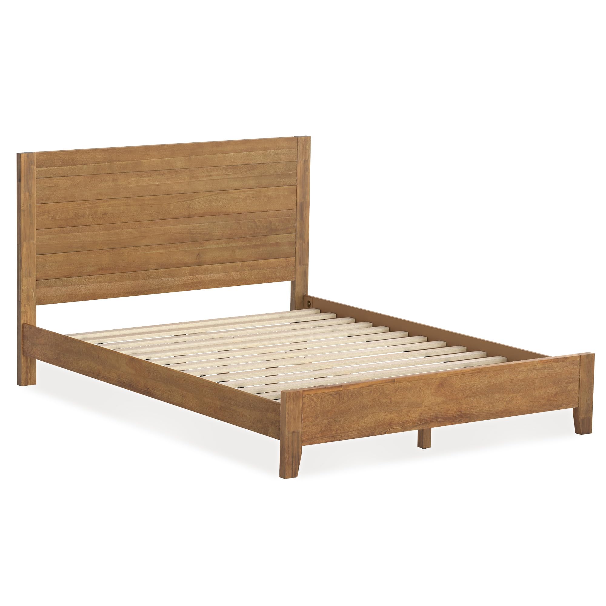 Bed Frame Queen Size, Acacia Wood Platform with Headboard