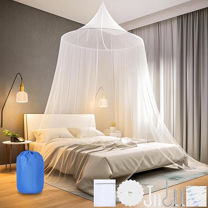 for Bed 4 Corner White Canopy Bed Curtains, Mosquito Net Bed Canopy