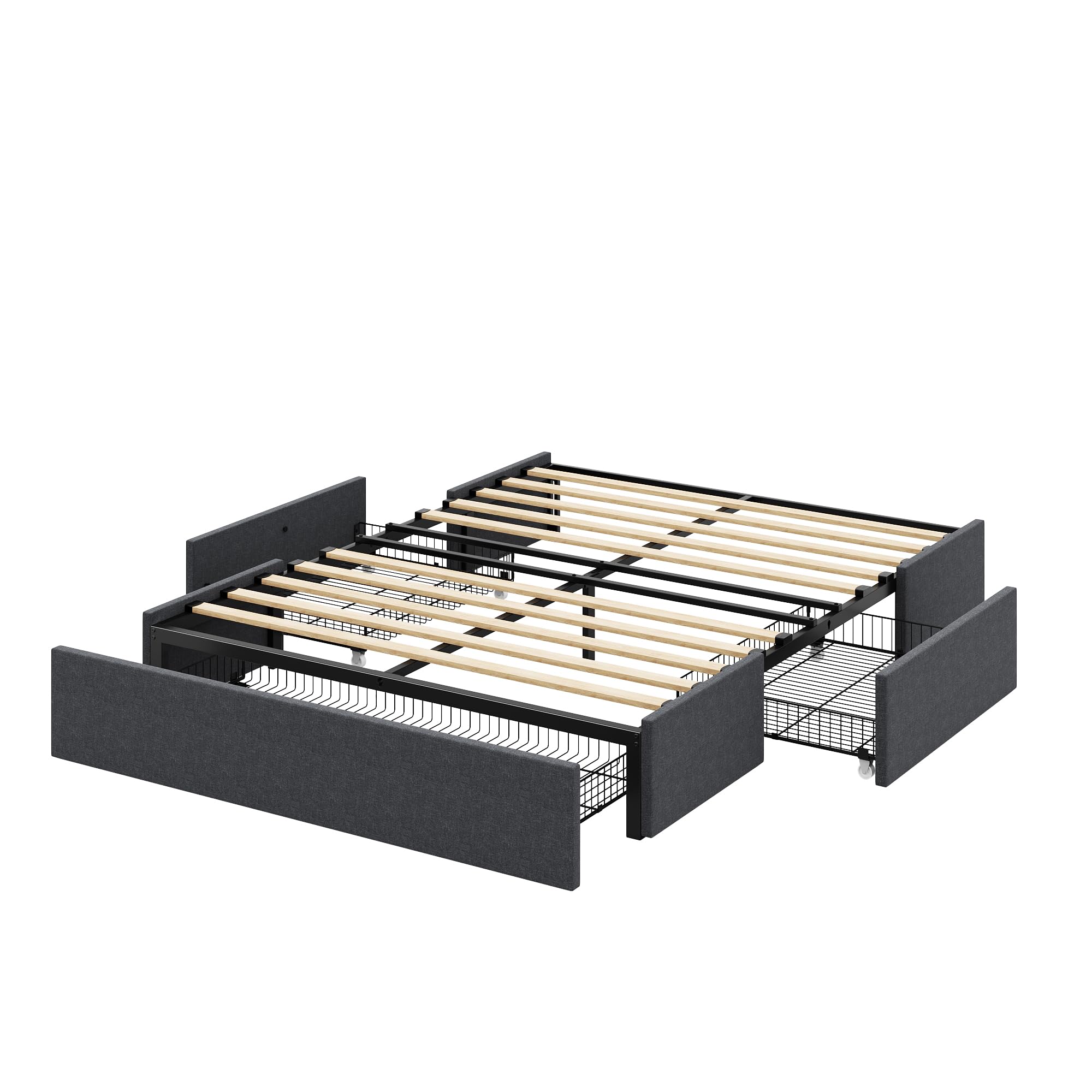 Full Size Platform Bed Frame with 3 Storage Drawers