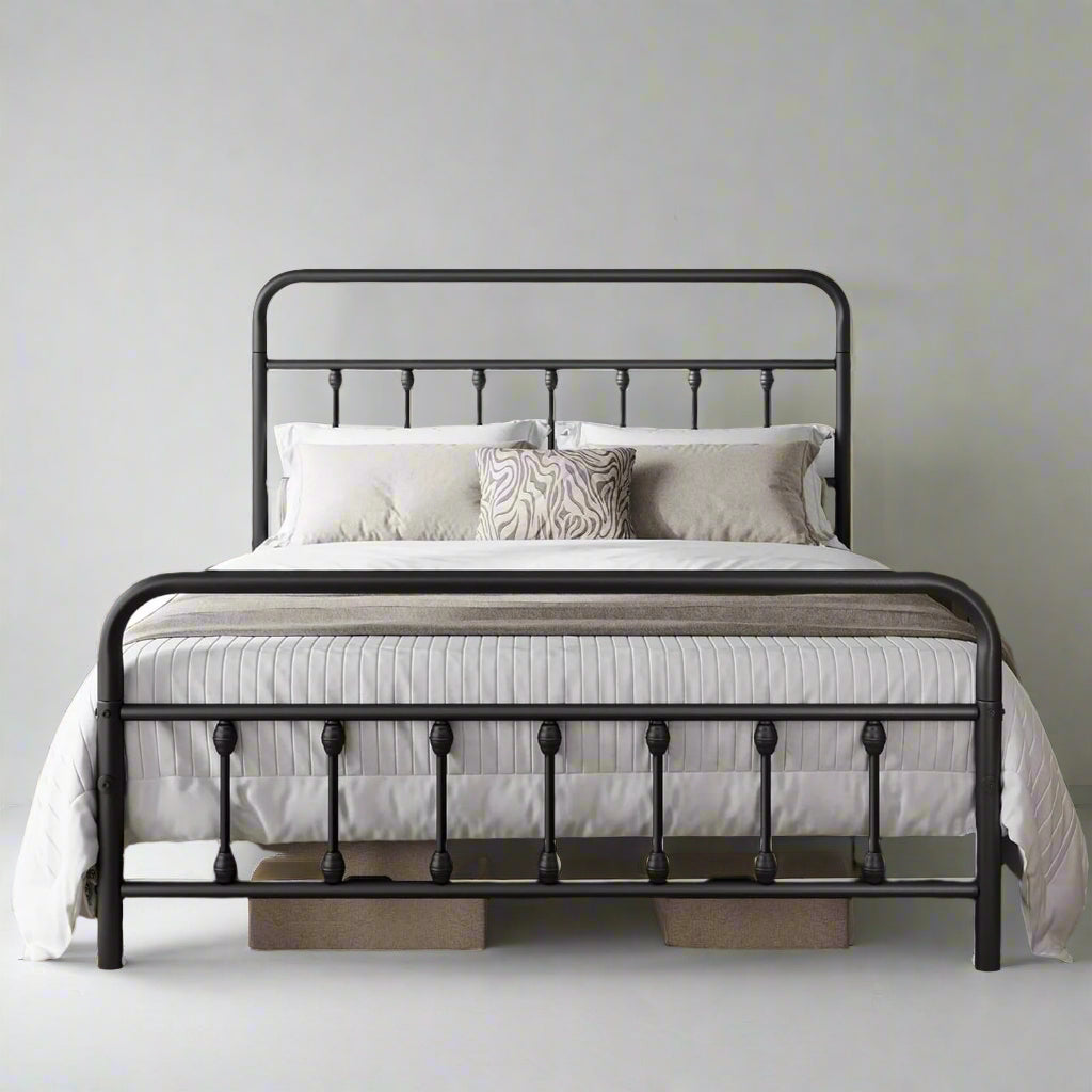 Queen Bed Frame-Classic Metal Platform Bed Frame Mattress Foundation