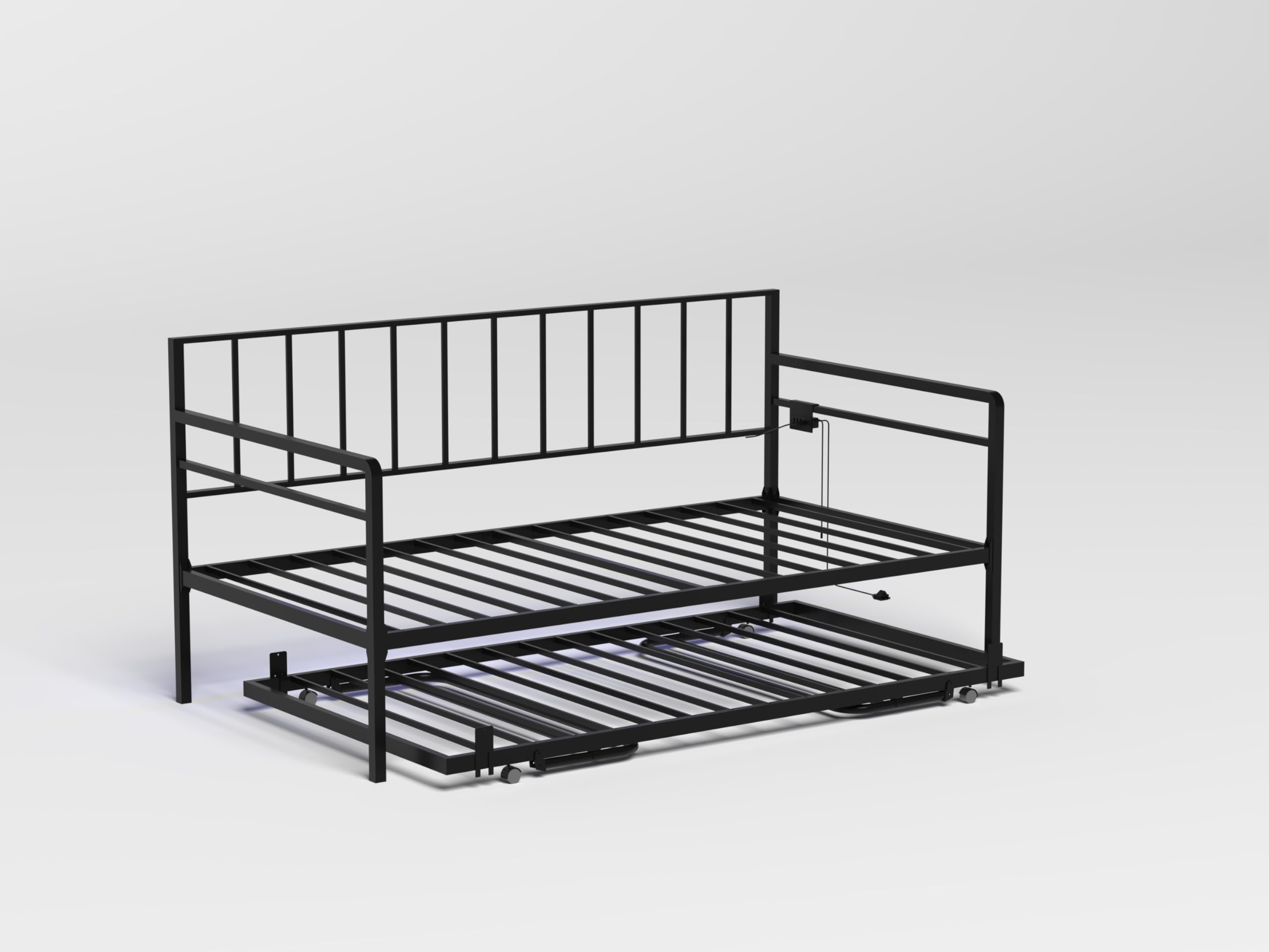 Daybed with RGB LED Lights & Charging Station, Height Adjustable Day Bed