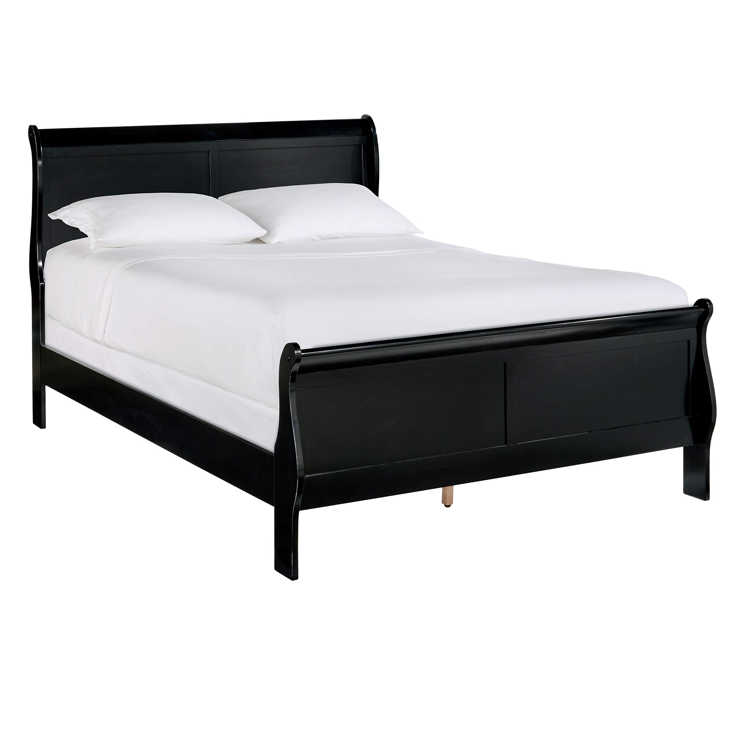 Carell Furniture Modern Traditional Wood Queen Sleigh Bed in Black