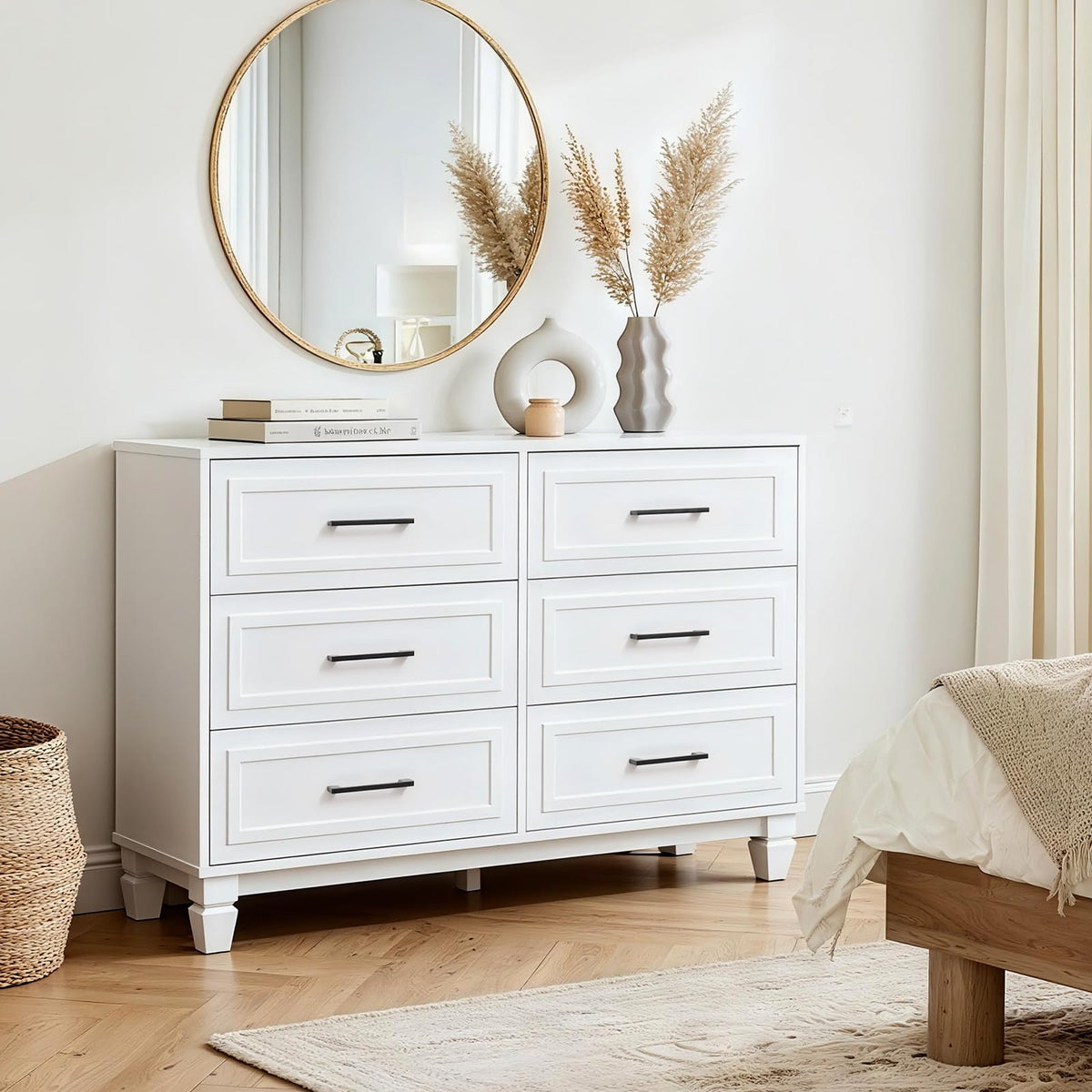 Farmhouse 6-Drawer Wood Dresser