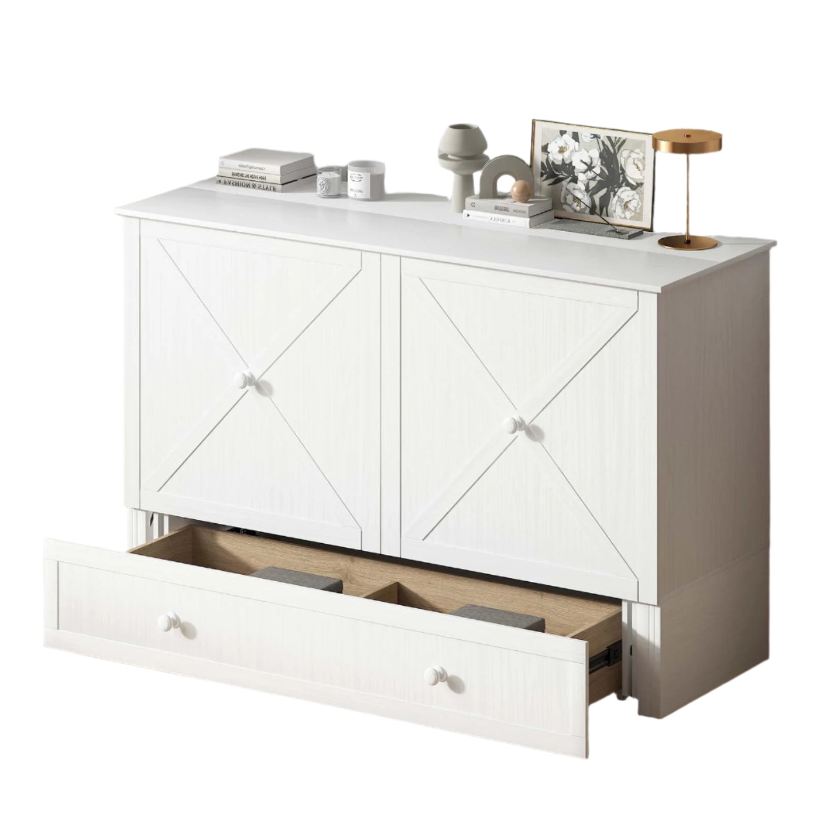 Murphy Bed Cabinet, Foldable Cube Cabinet with Tri-fold Memory Foam Mattress