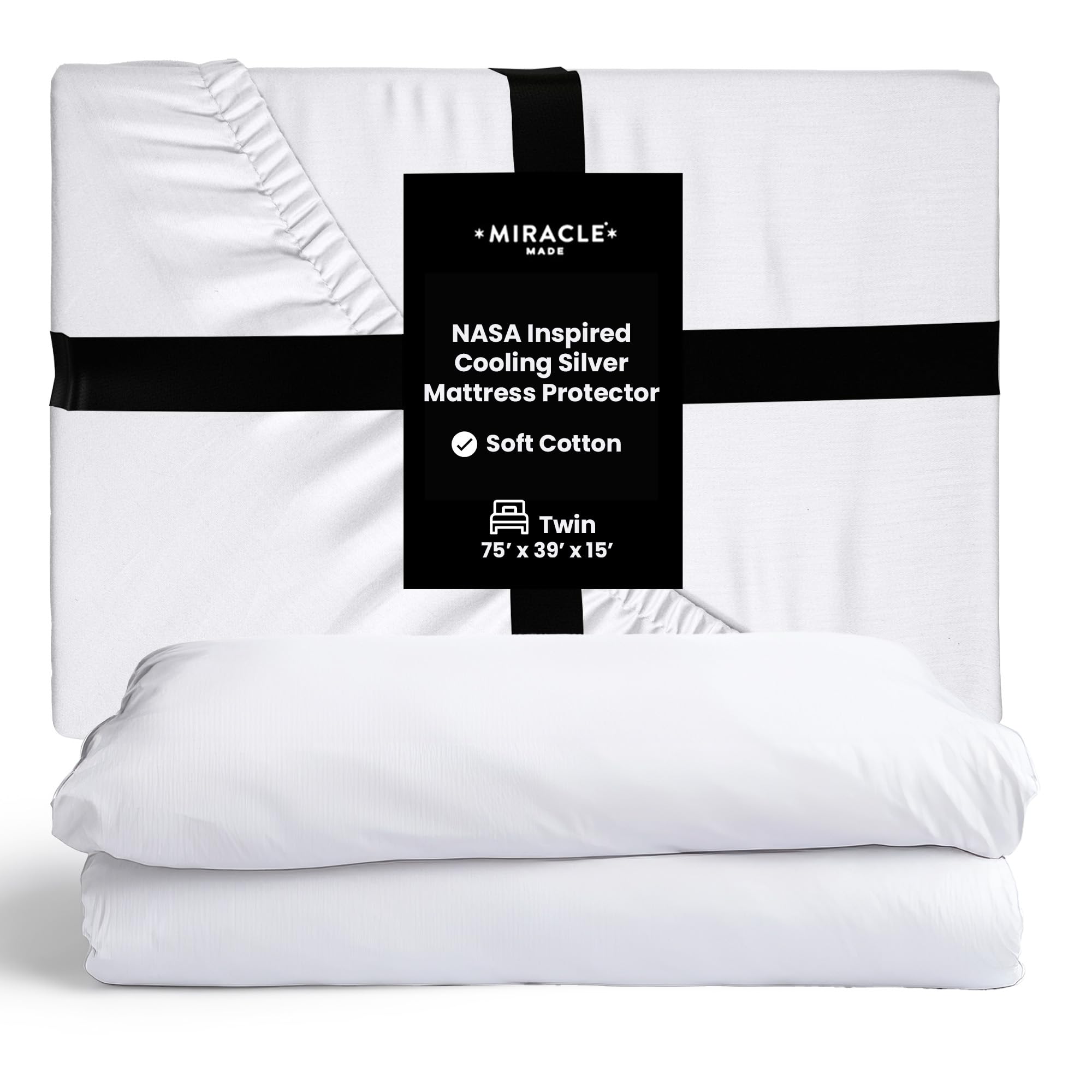 Mattress Cover - Twin Size - Water Resistant Silver Infused Cooling Mattress Cover