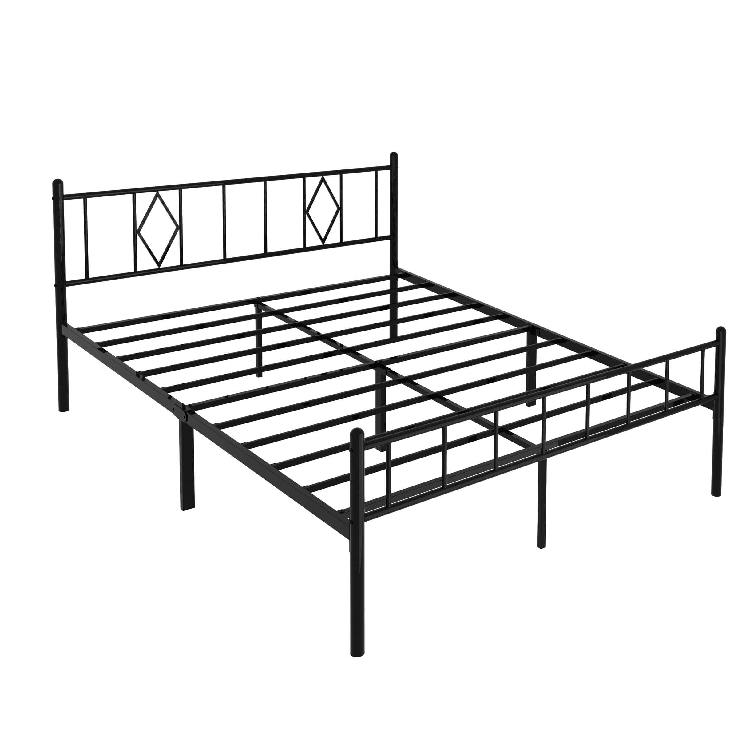 Queen Size 14" Height Classic Metal Platform Bed Frame Foundation