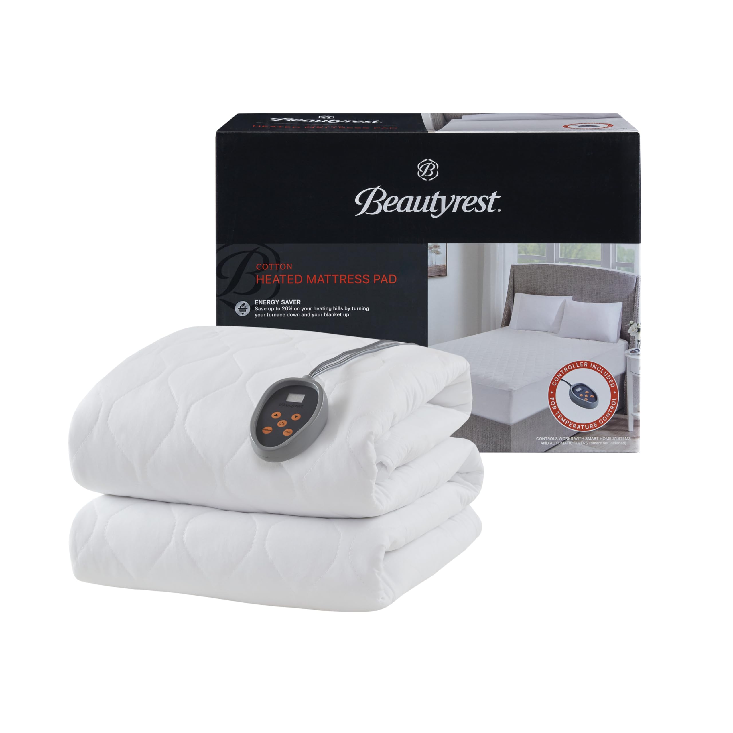 Cotton Heated Mattress Pad - Bed Warmer with 20 Heat Settings Controller